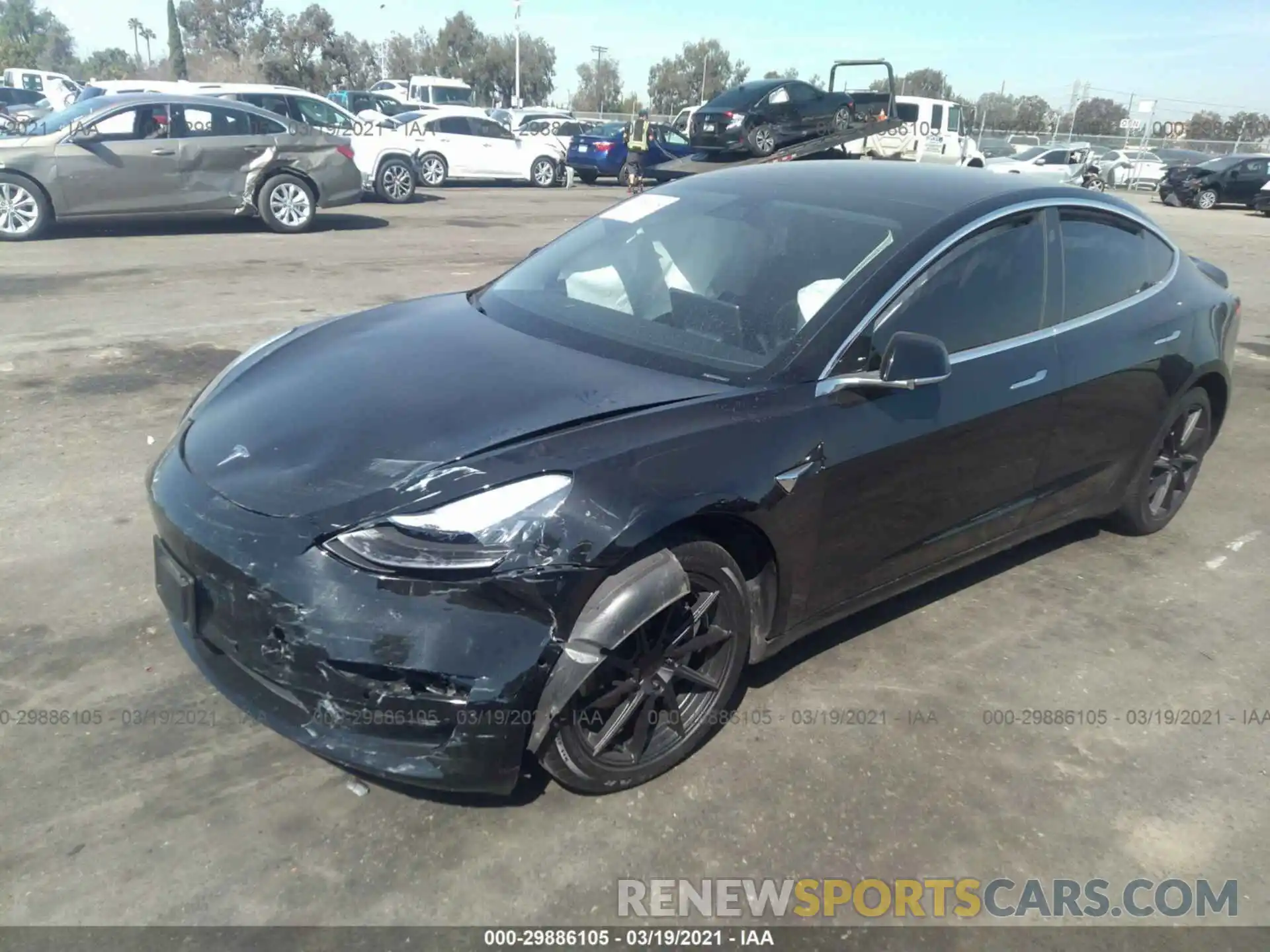 2 Photograph of a damaged car 5YJ3E1EA1KF398474 TESLA MODEL 3 2019