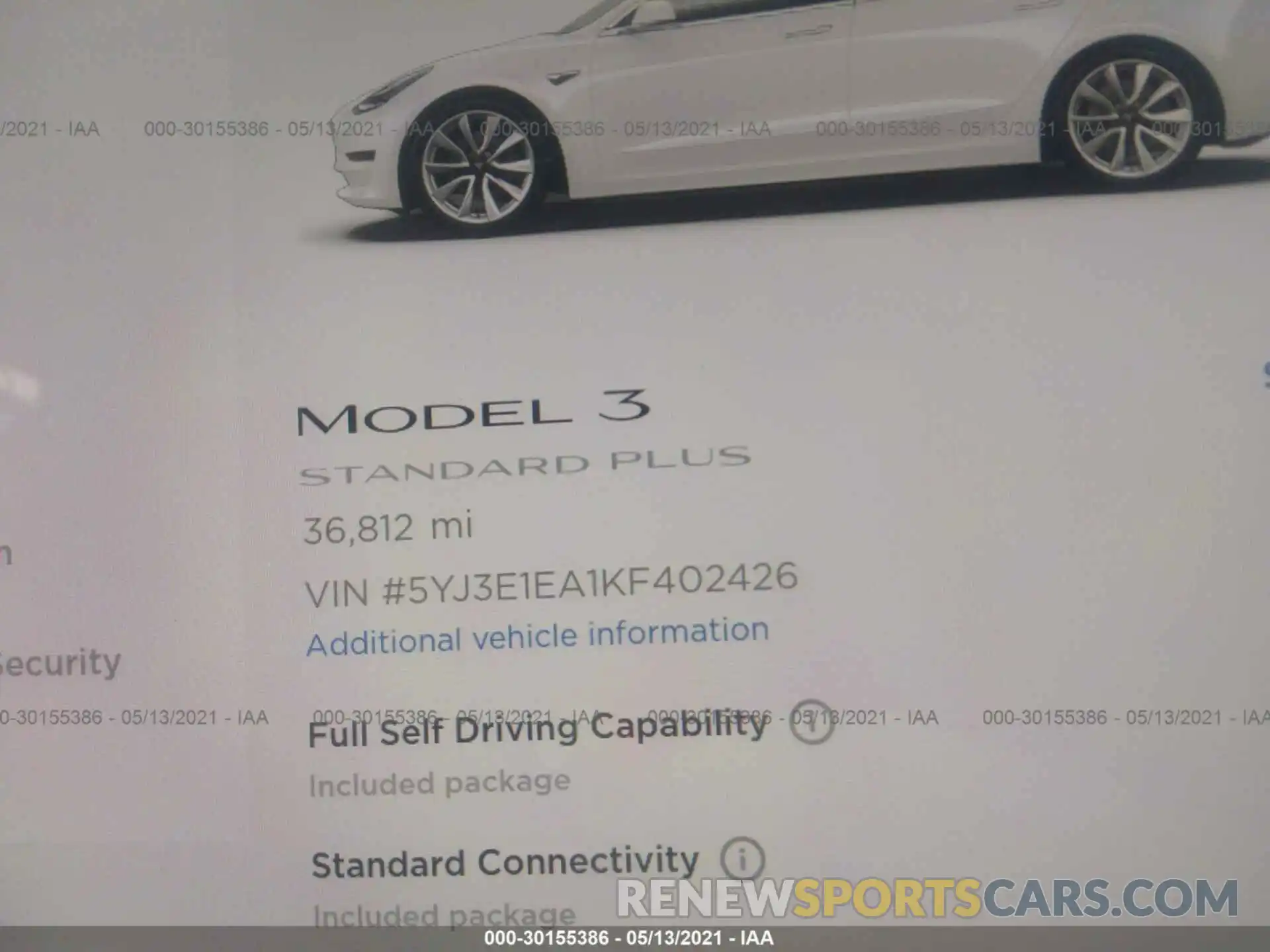 7 Photograph of a damaged car 5YJ3E1EA1KF402426 TESLA MODEL 3 2019