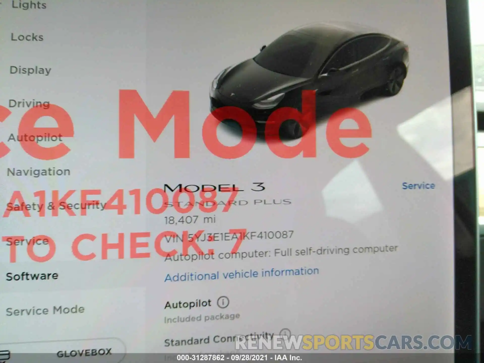 7 Photograph of a damaged car 5YJ3E1EA1KF410087 TESLA MODEL 3 2019