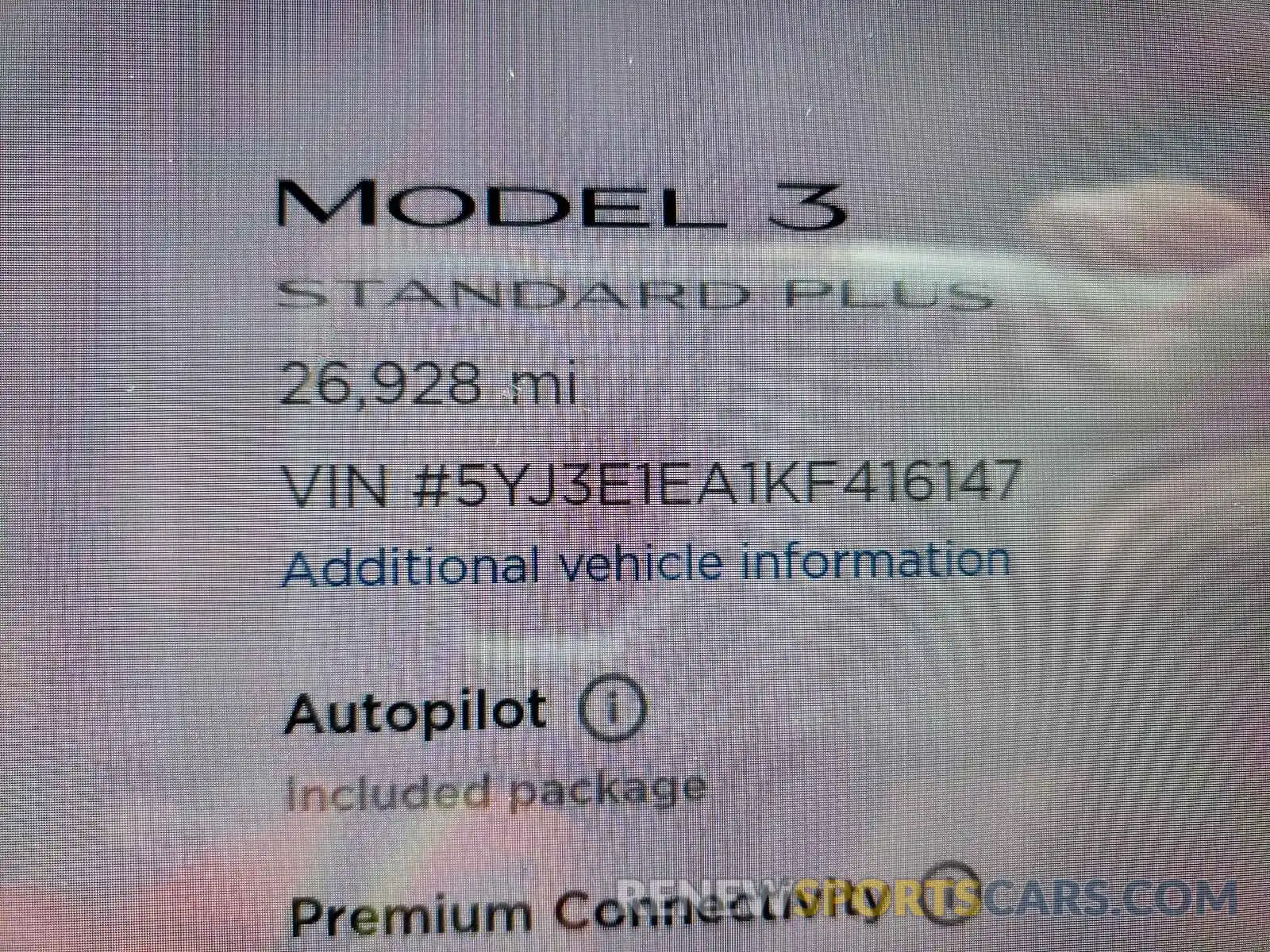 8 Фотография поврежденного автомобиля 5YJ3E1EA1KF416147 TESLA MODEL 3 2019