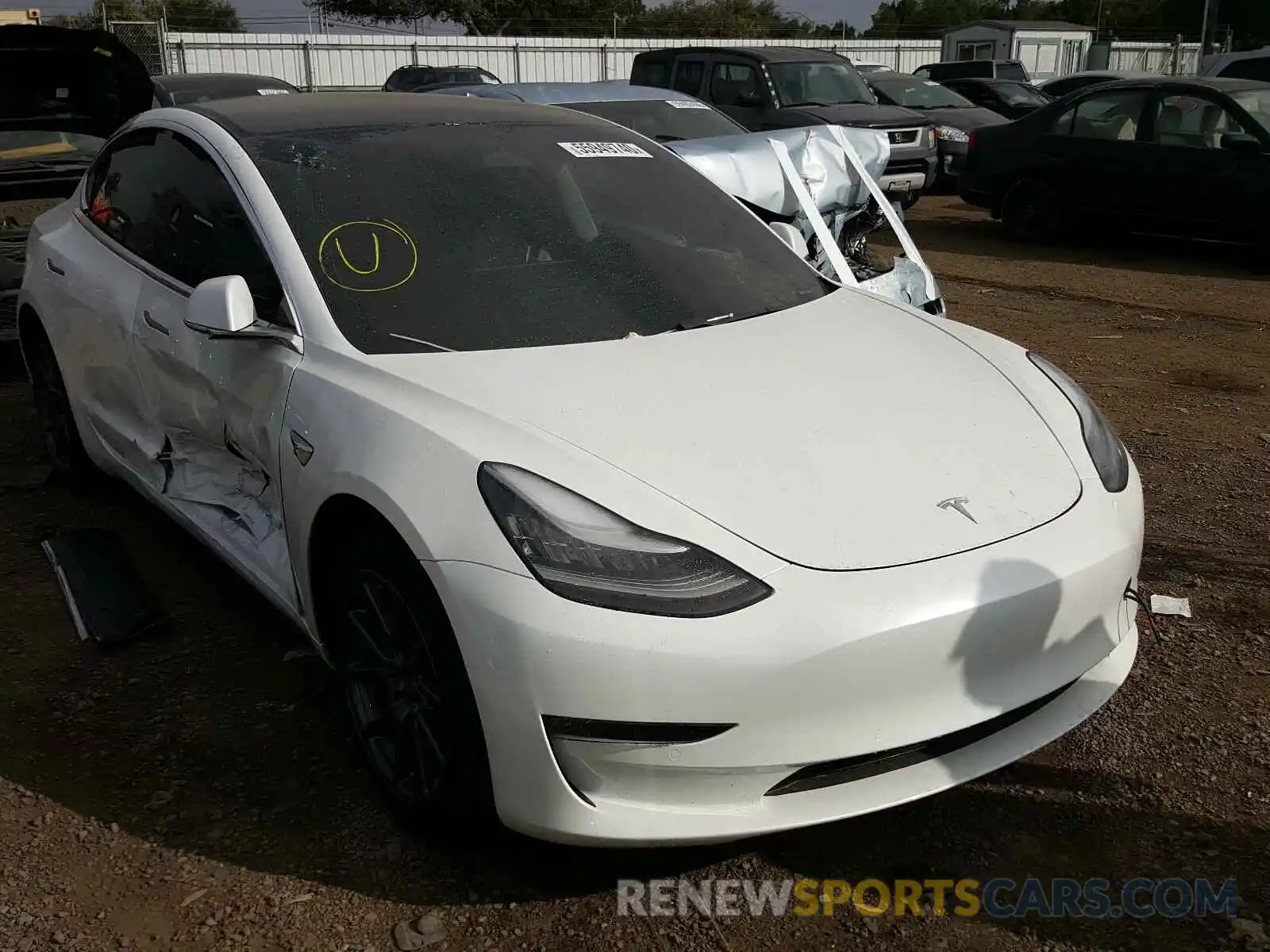 1 Photograph of a damaged car 5YJ3E1EA1KF425088 TESLA MODEL 3 2019