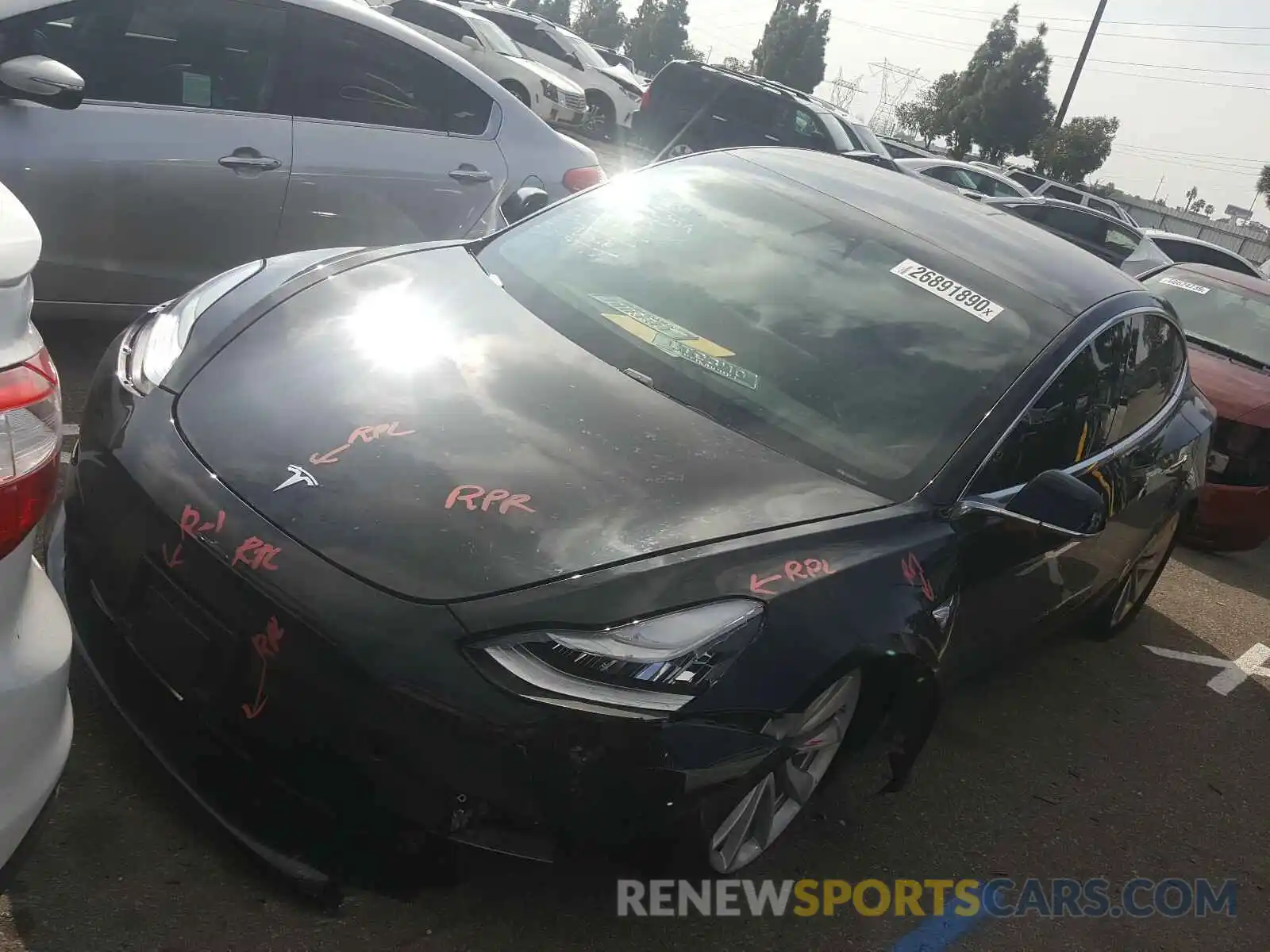 2 Photograph of a damaged car 5YJ3E1EA1KF434583 TESLA MODEL 3 2019