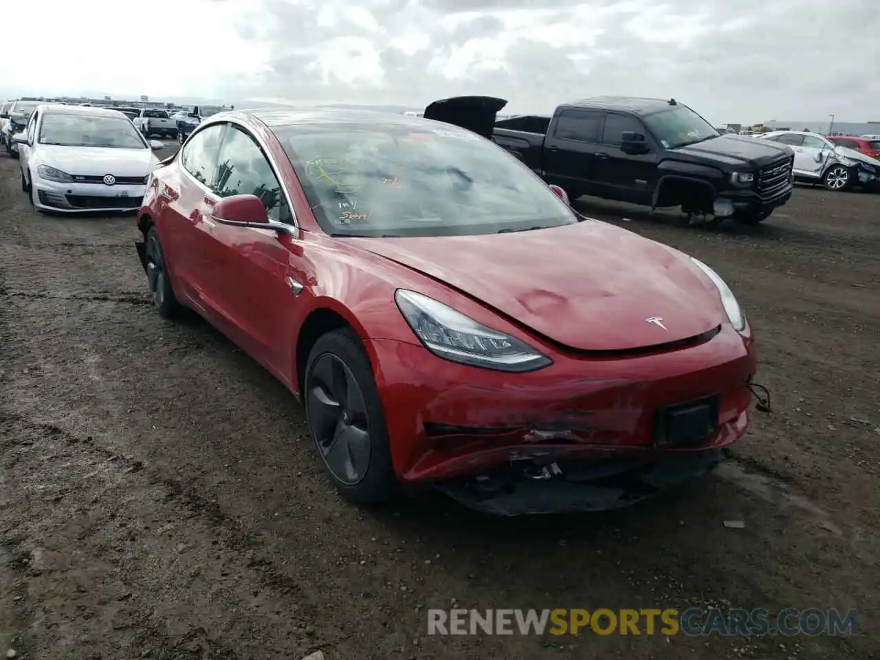 1 Photograph of a damaged car 5YJ3E1EA1KF464005 TESLA MODEL 3 2019