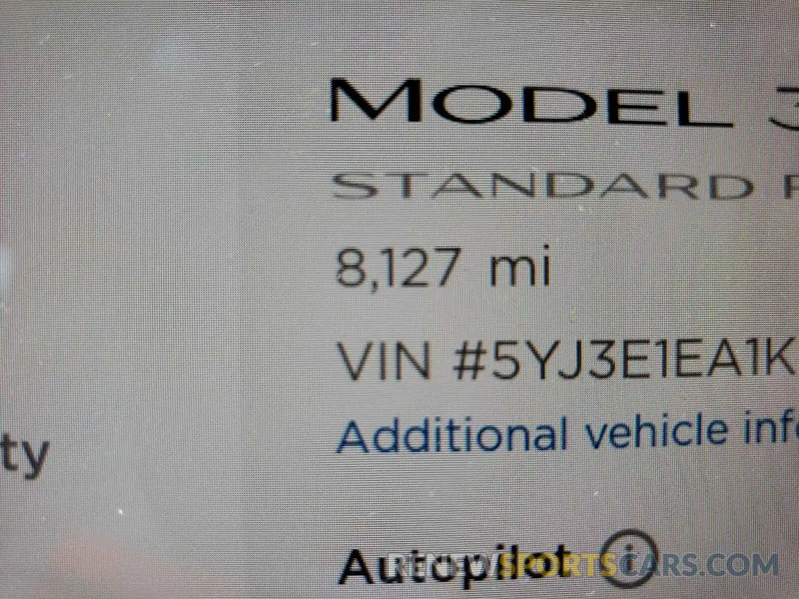 8 Photograph of a damaged car 5YJ3E1EA1KF466482 TESLA MODEL 3 2019