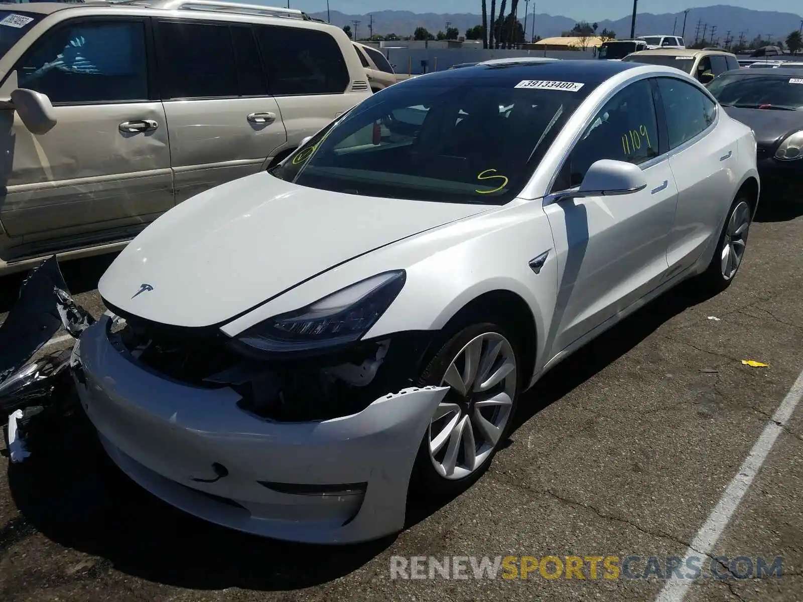 2 Photograph of a damaged car 5YJ3E1EA1KF476459 TESLA MODEL 3 2019