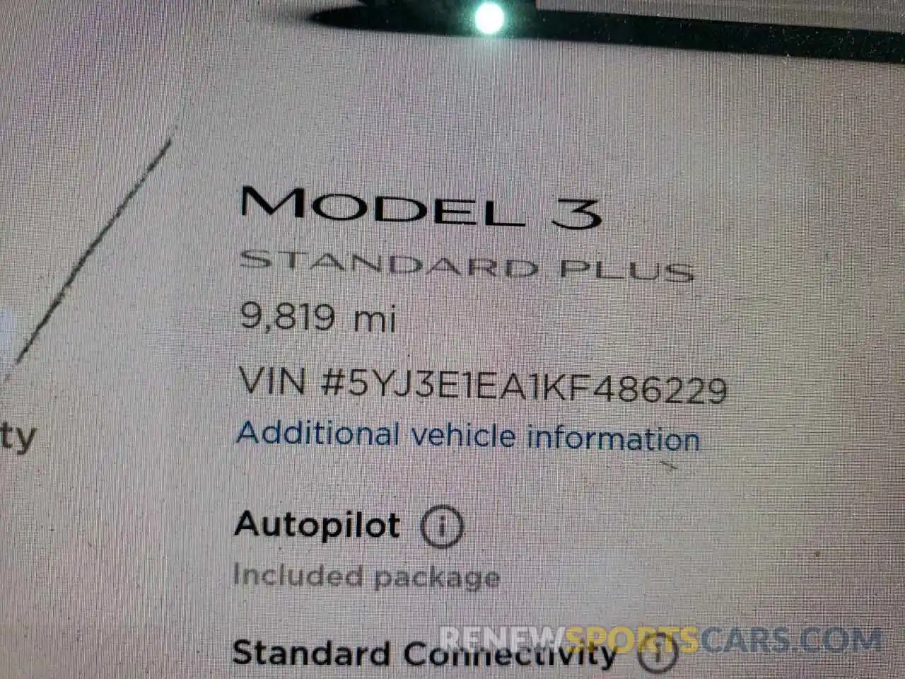 8 Фотография поврежденного автомобиля 5YJ3E1EA1KF486229 TESLA MODEL 3 2019