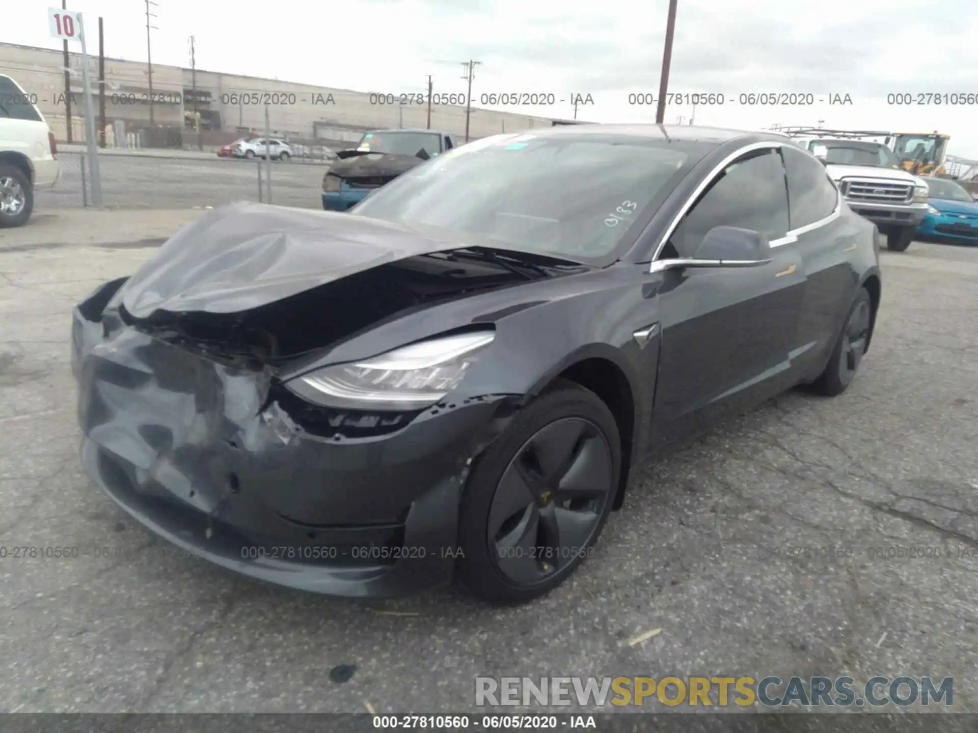 2 Photograph of a damaged car 5YJ3E1EA2KF190183 TESLA MODEL 3 2019