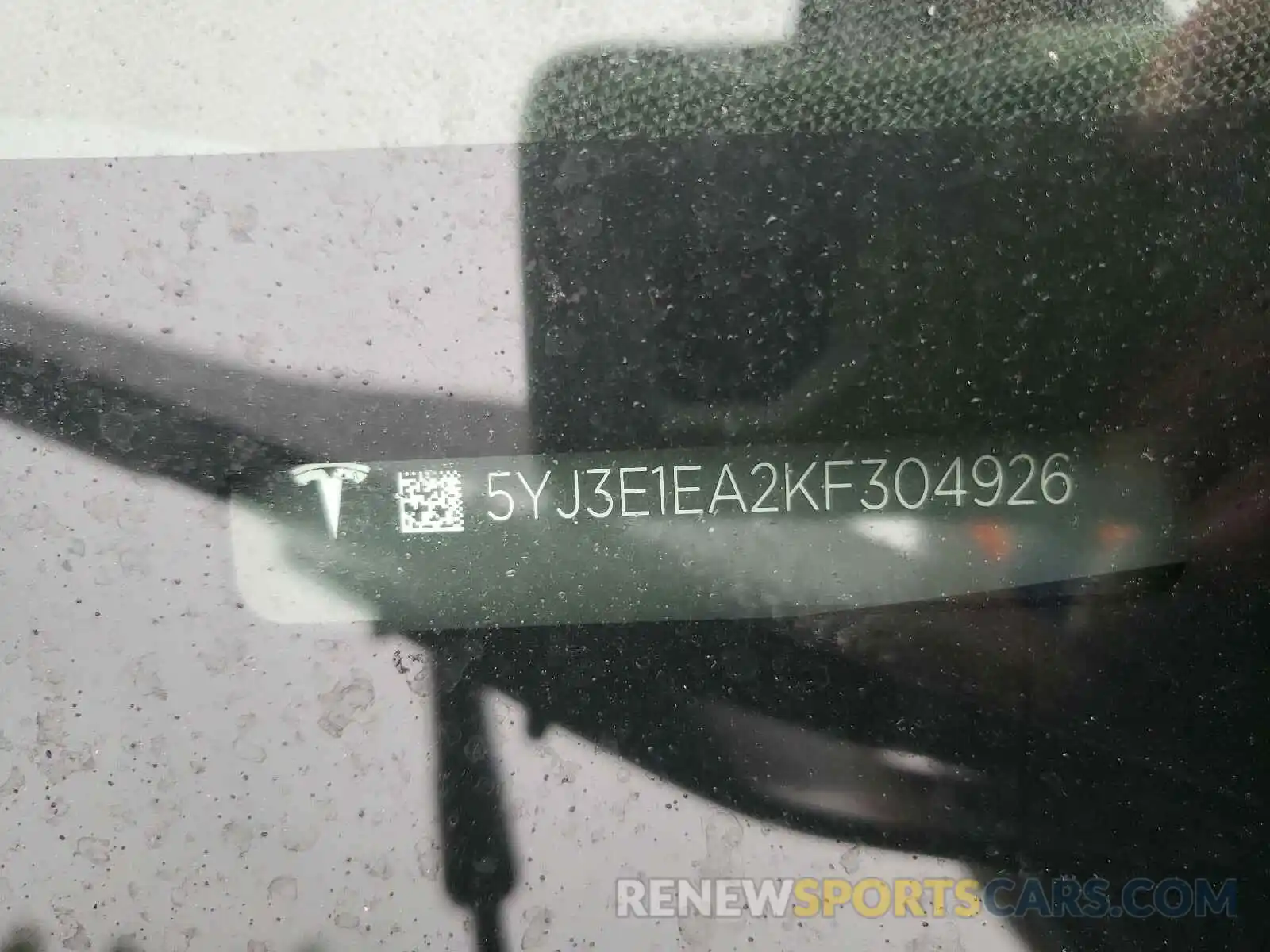 10 Photograph of a damaged car 5YJ3E1EA2KF304926 TESLA MODEL 3 2019