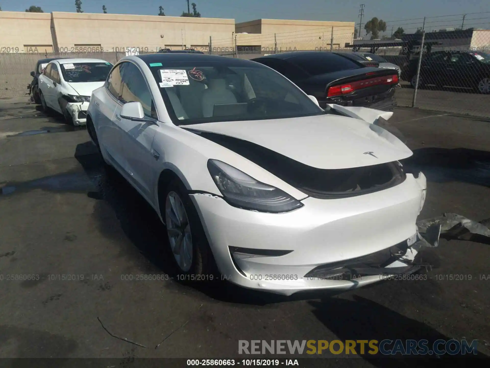 1 Photograph of a damaged car 5YJ3E1EA2KF313030 TESLA MODEL 3 2019