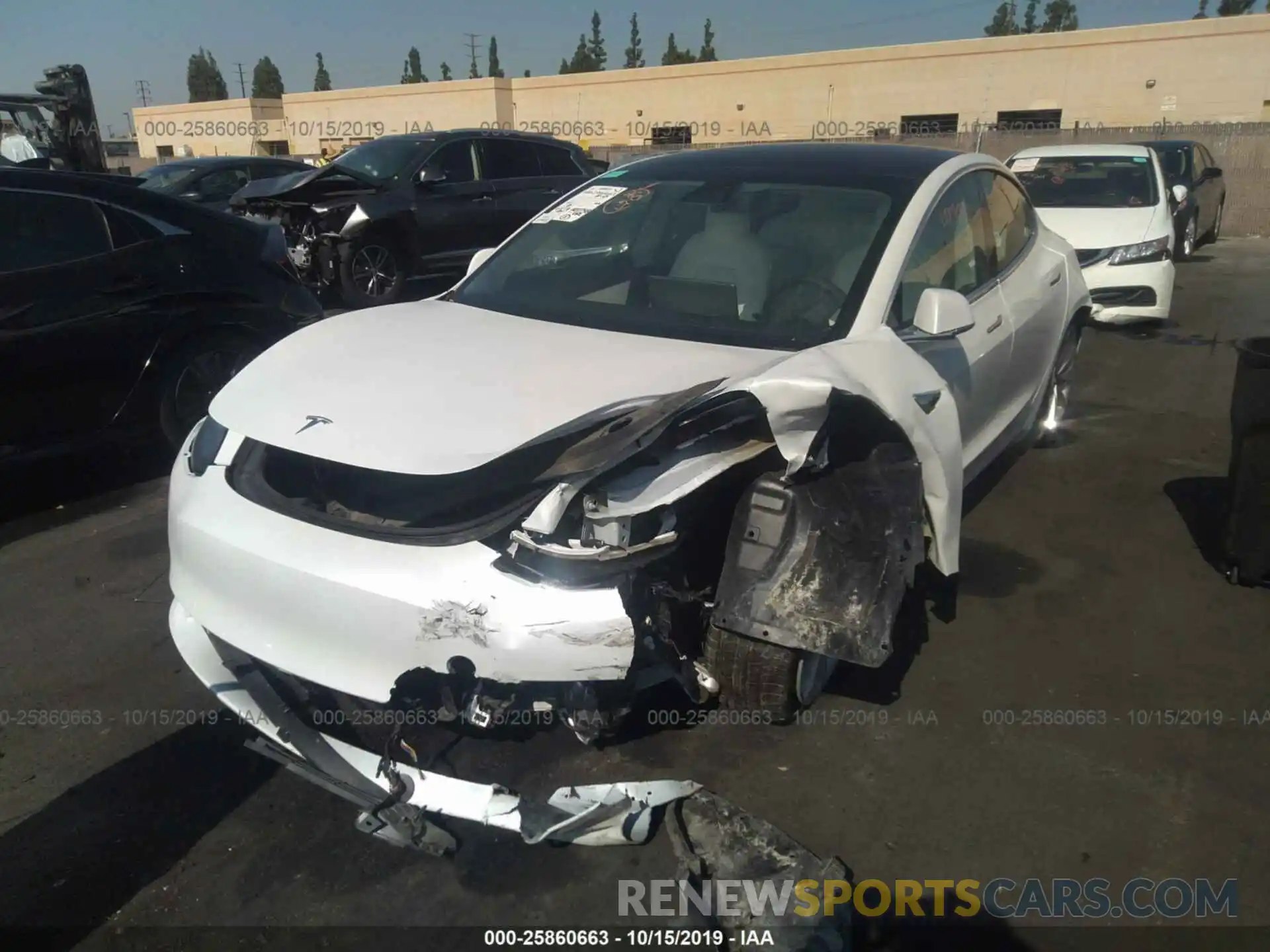 2 Photograph of a damaged car 5YJ3E1EA2KF313030 TESLA MODEL 3 2019