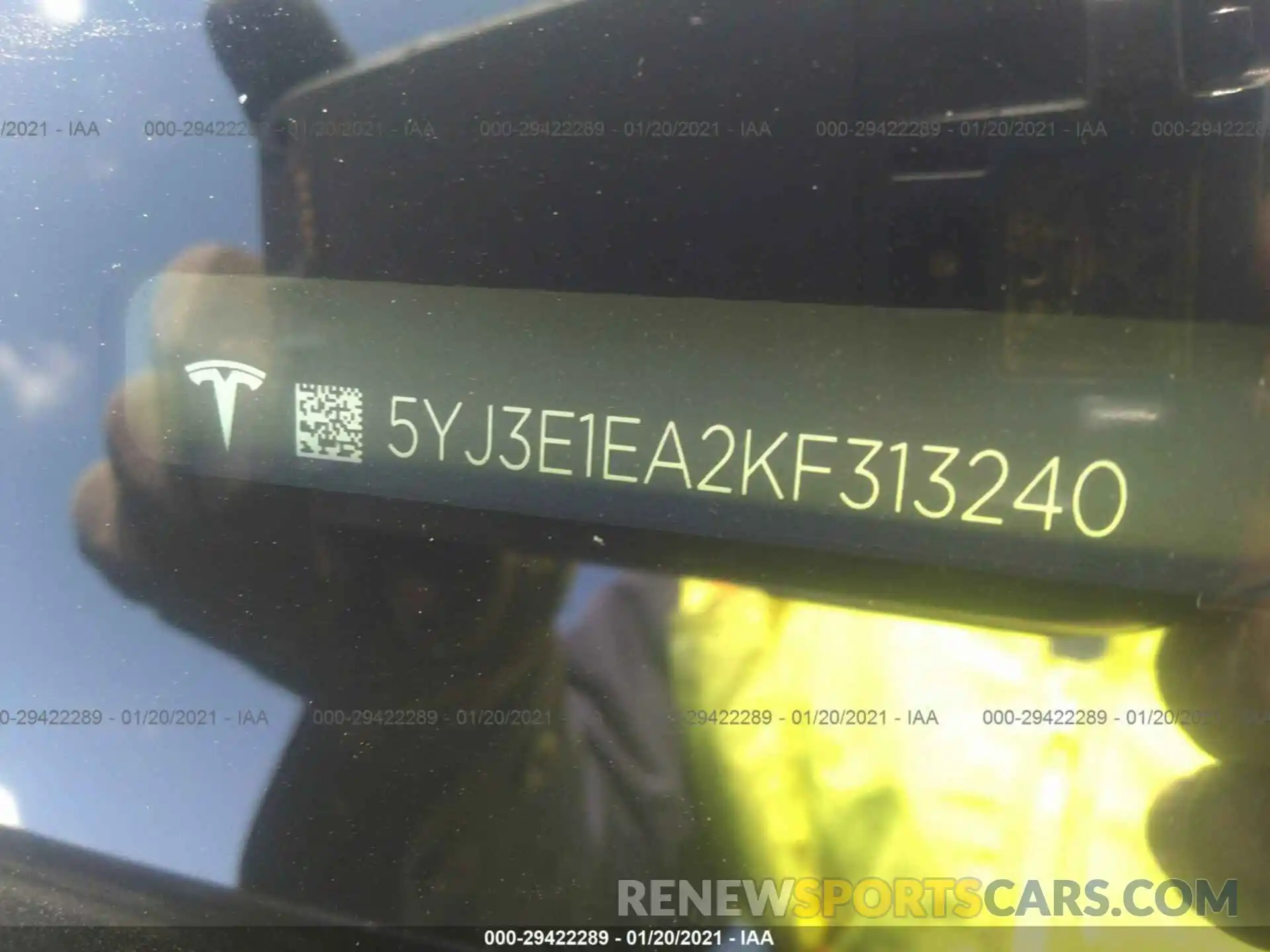 9 Photograph of a damaged car 5YJ3E1EA2KF313240 TESLA MODEL 3 2019