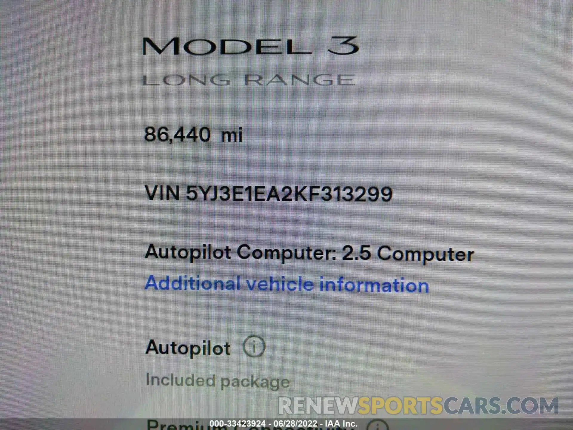 7 Photograph of a damaged car 5YJ3E1EA2KF313299 TESLA MODEL 3 2019