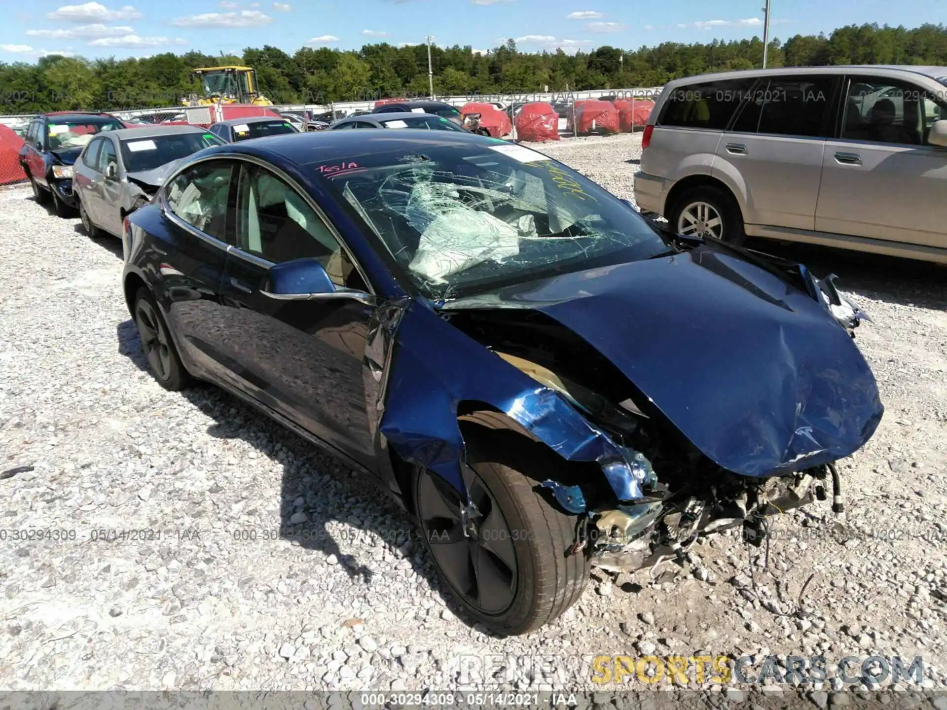 1 Photograph of a damaged car 5YJ3E1EA2KF313867 TESLA MODEL 3 2019