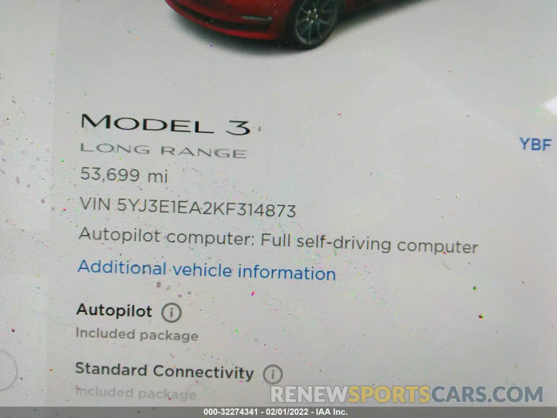 7 Photograph of a damaged car 5YJ3E1EA2KF314873 TESLA MODEL 3 2019