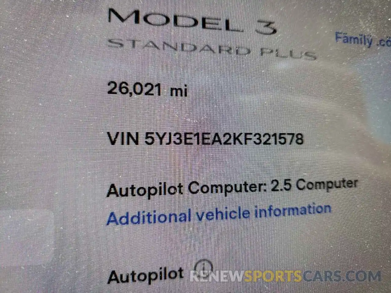 8 Photograph of a damaged car 5YJ3E1EA2KF321578 TESLA MODEL 3 2019