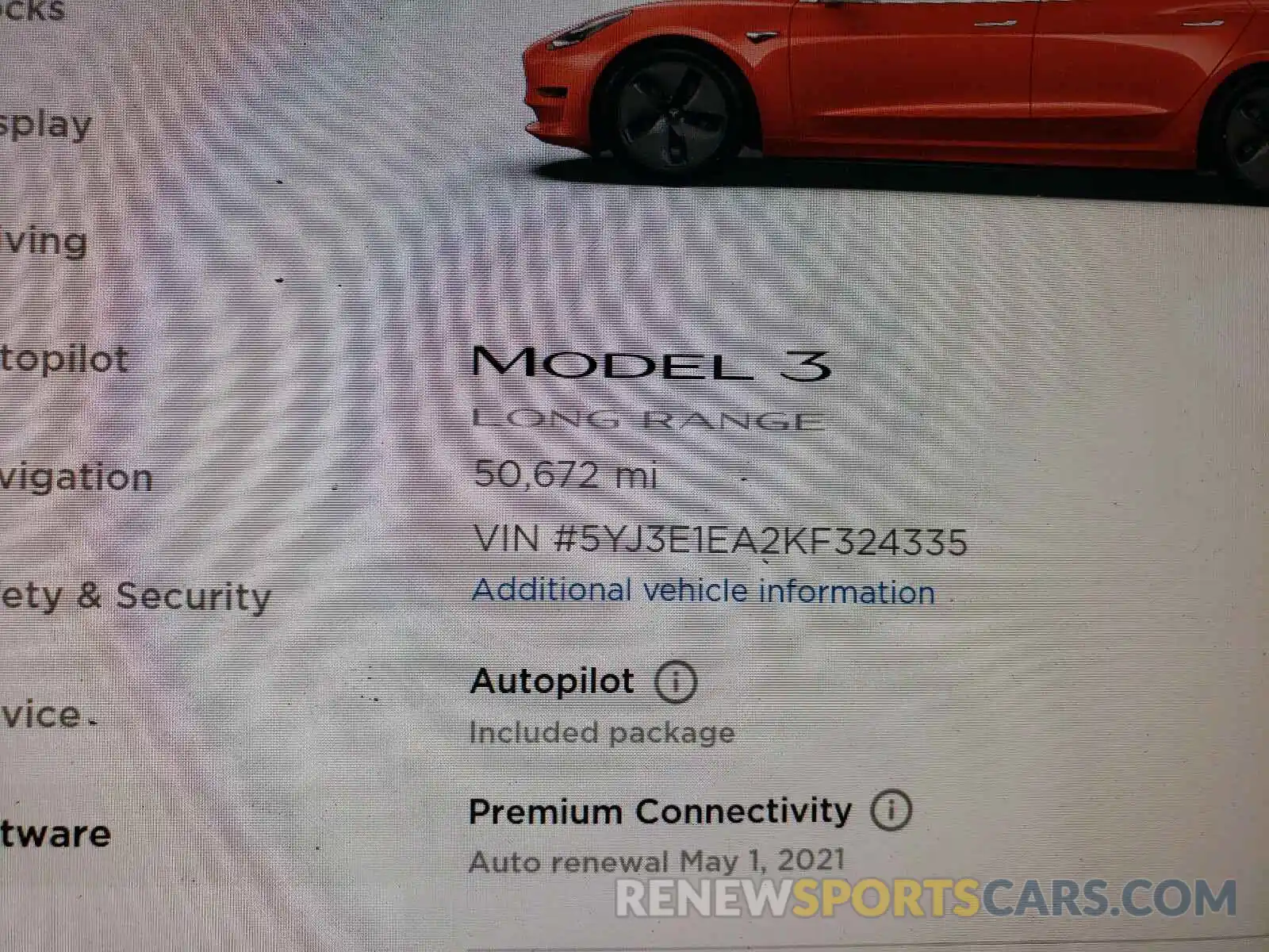 8 Photograph of a damaged car 5YJ3E1EA2KF324335 TESLA MODEL 3 2019