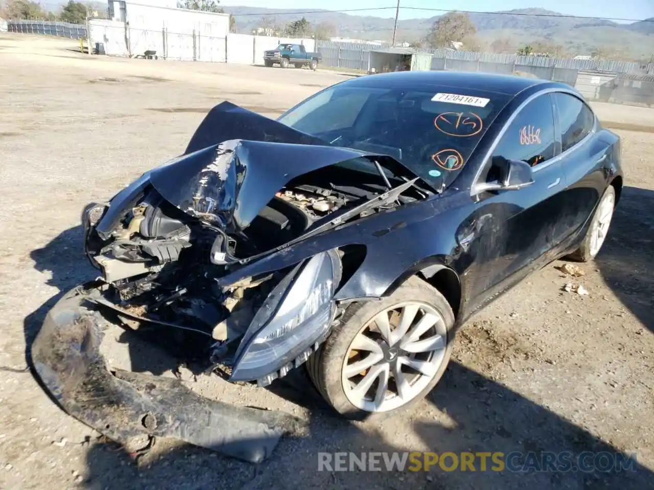 2 Photograph of a damaged car 5YJ3E1EA2KF357450 TESLA MODEL 3 2019