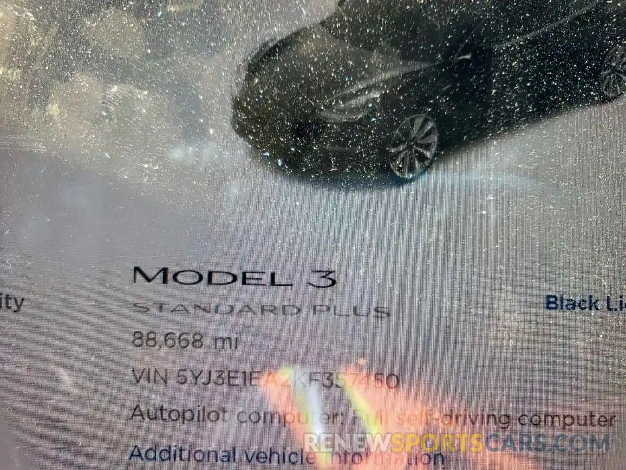 8 Photograph of a damaged car 5YJ3E1EA2KF357450 TESLA MODEL 3 2019