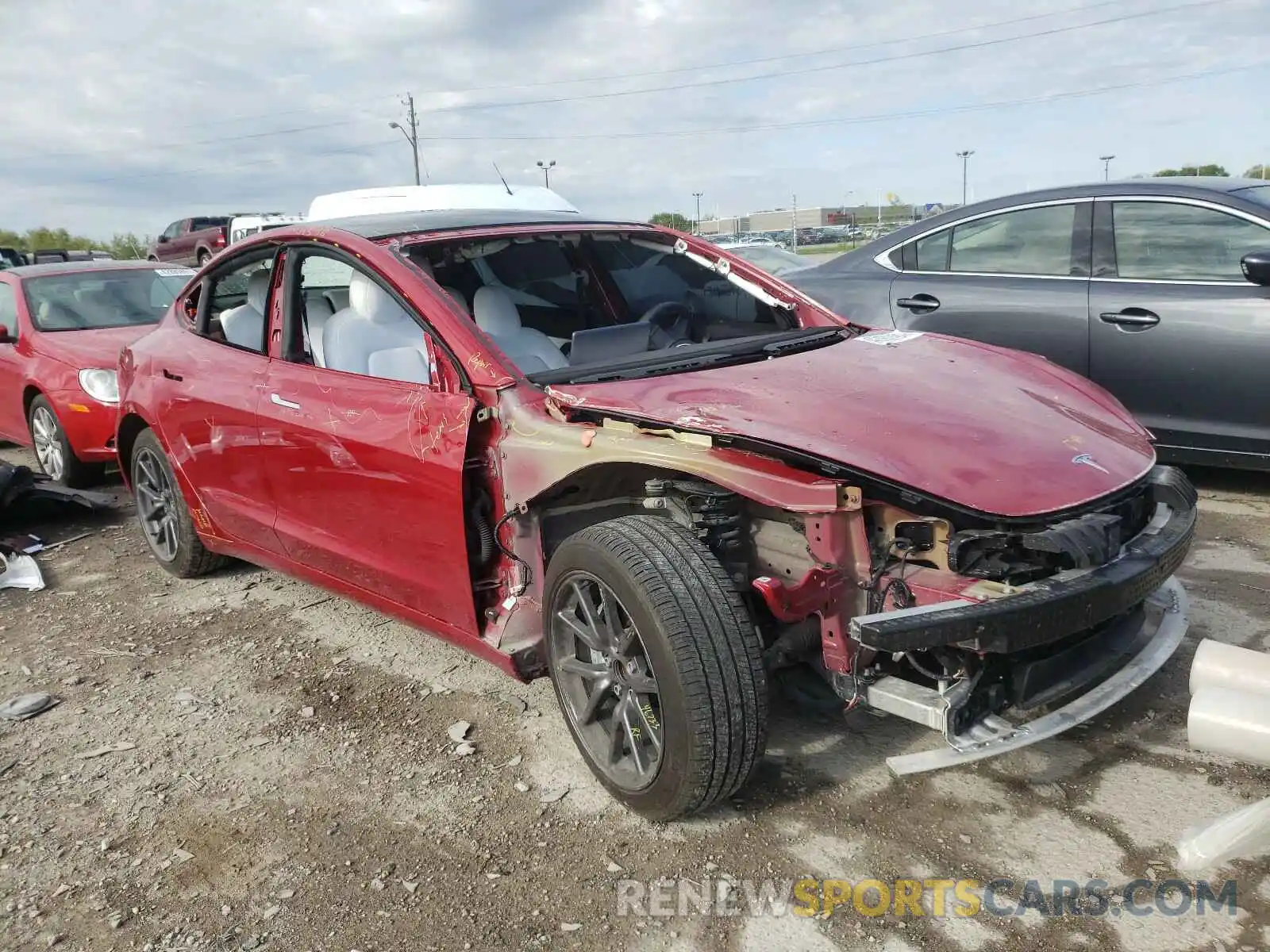 1 Photograph of a damaged car 5YJ3E1EA2KF402807 TESLA MODEL 3 2019