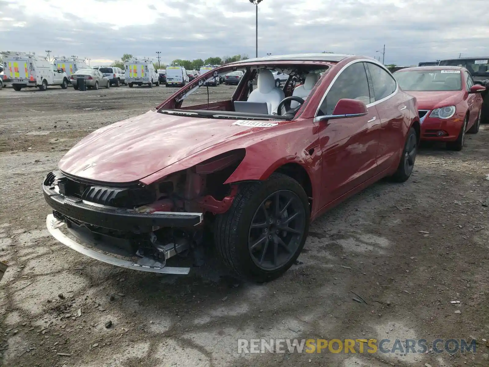 2 Photograph of a damaged car 5YJ3E1EA2KF402807 TESLA MODEL 3 2019