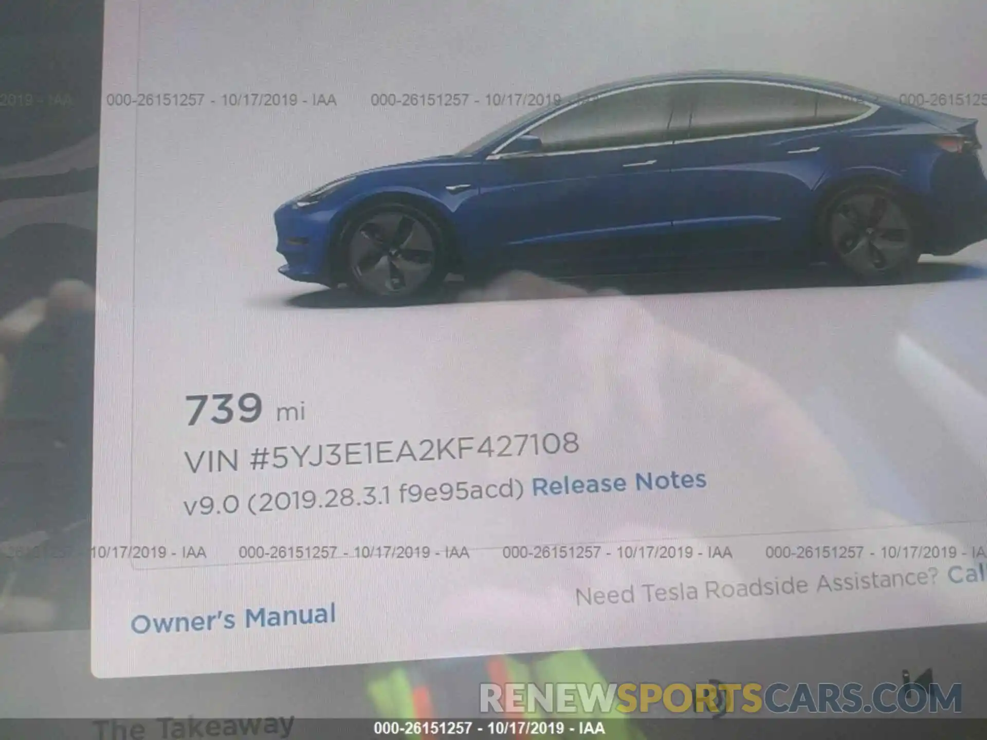 7 Photograph of a damaged car 5YJ3E1EA2KF427108 TESLA MODEL 3 2019