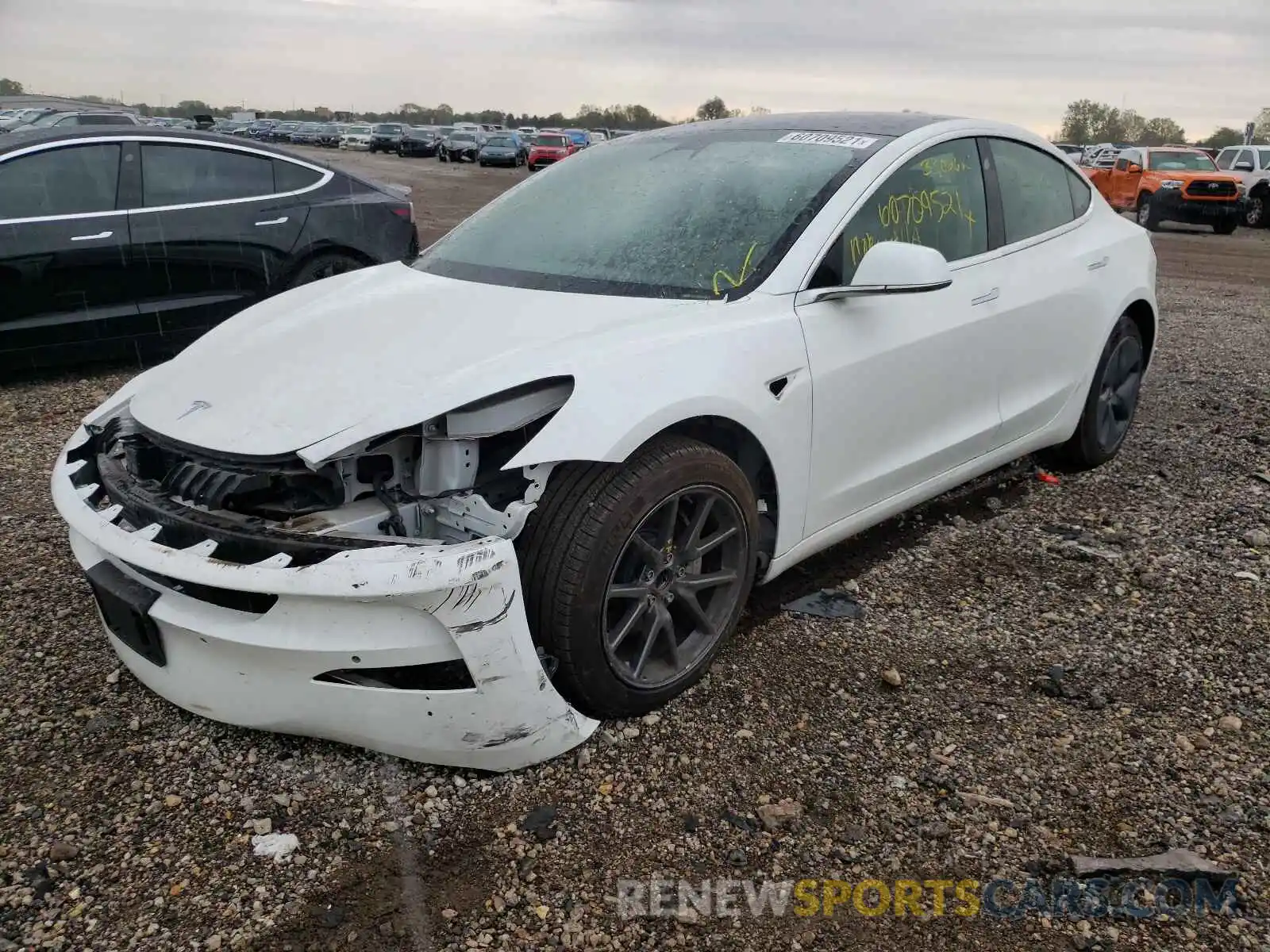 2 Photograph of a damaged car 5YJ3E1EA2KF447973 TESLA MODEL 3 2019