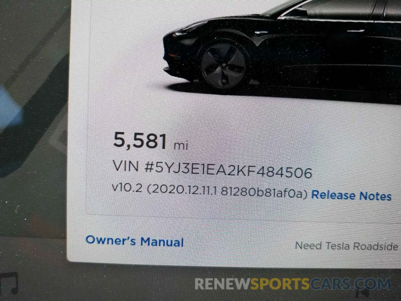 8 Photograph of a damaged car 5YJ3E1EA2KF484506 TESLA MODEL 3 2019