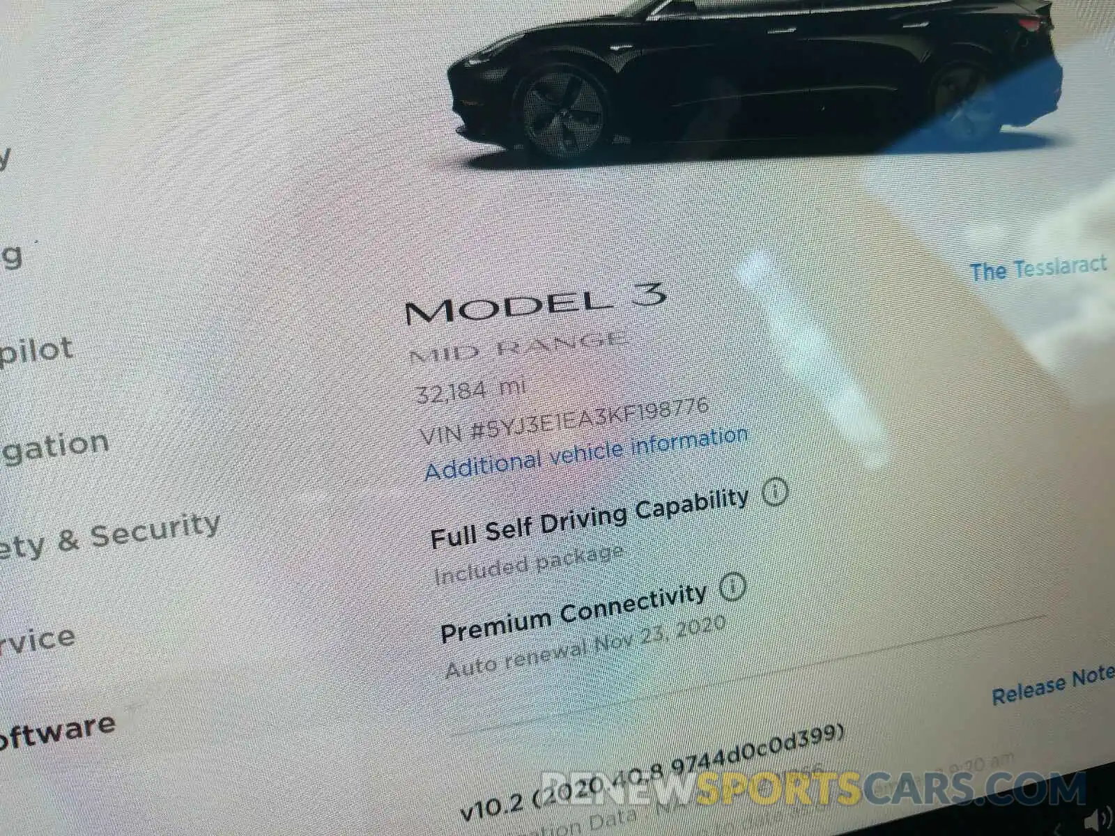 8 Photograph of a damaged car 5YJ3E1EA3KF198776 TESLA MODEL 3 2019