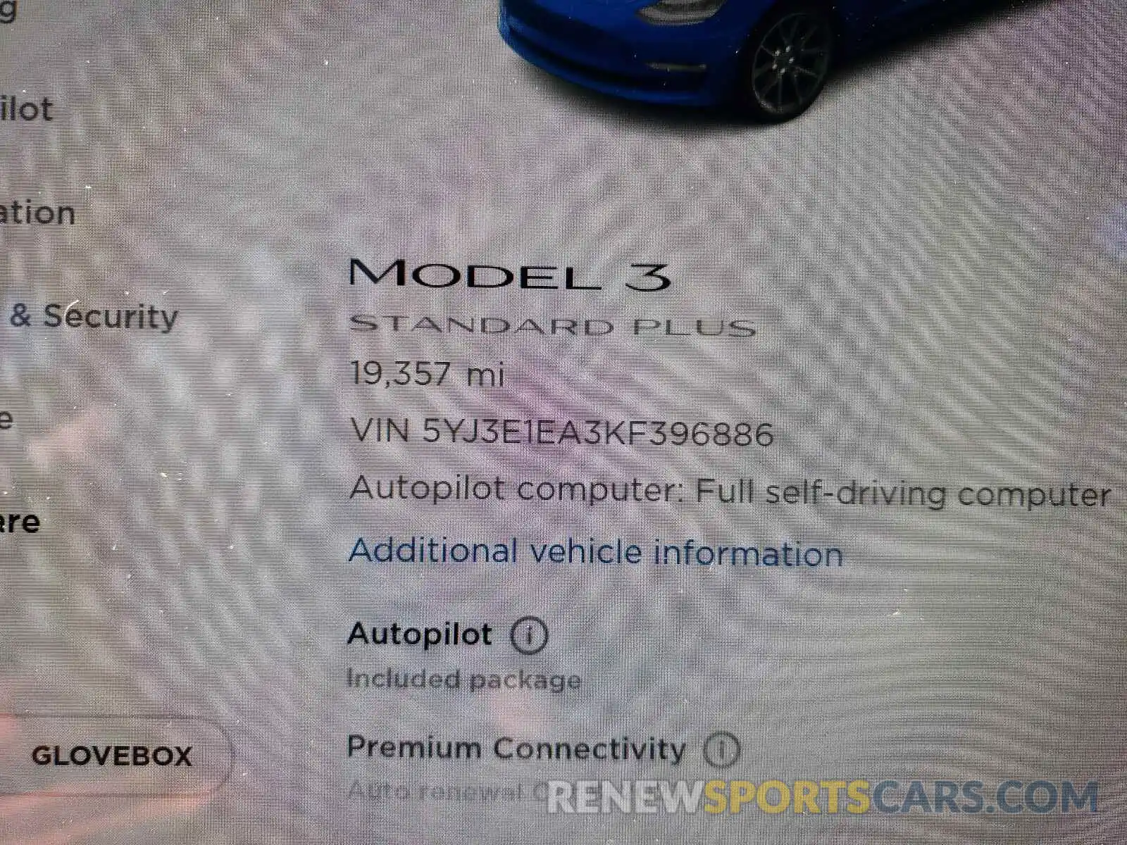 8 Photograph of a damaged car 5YJ3E1EA3KF396886 TESLA MODEL 3 2019