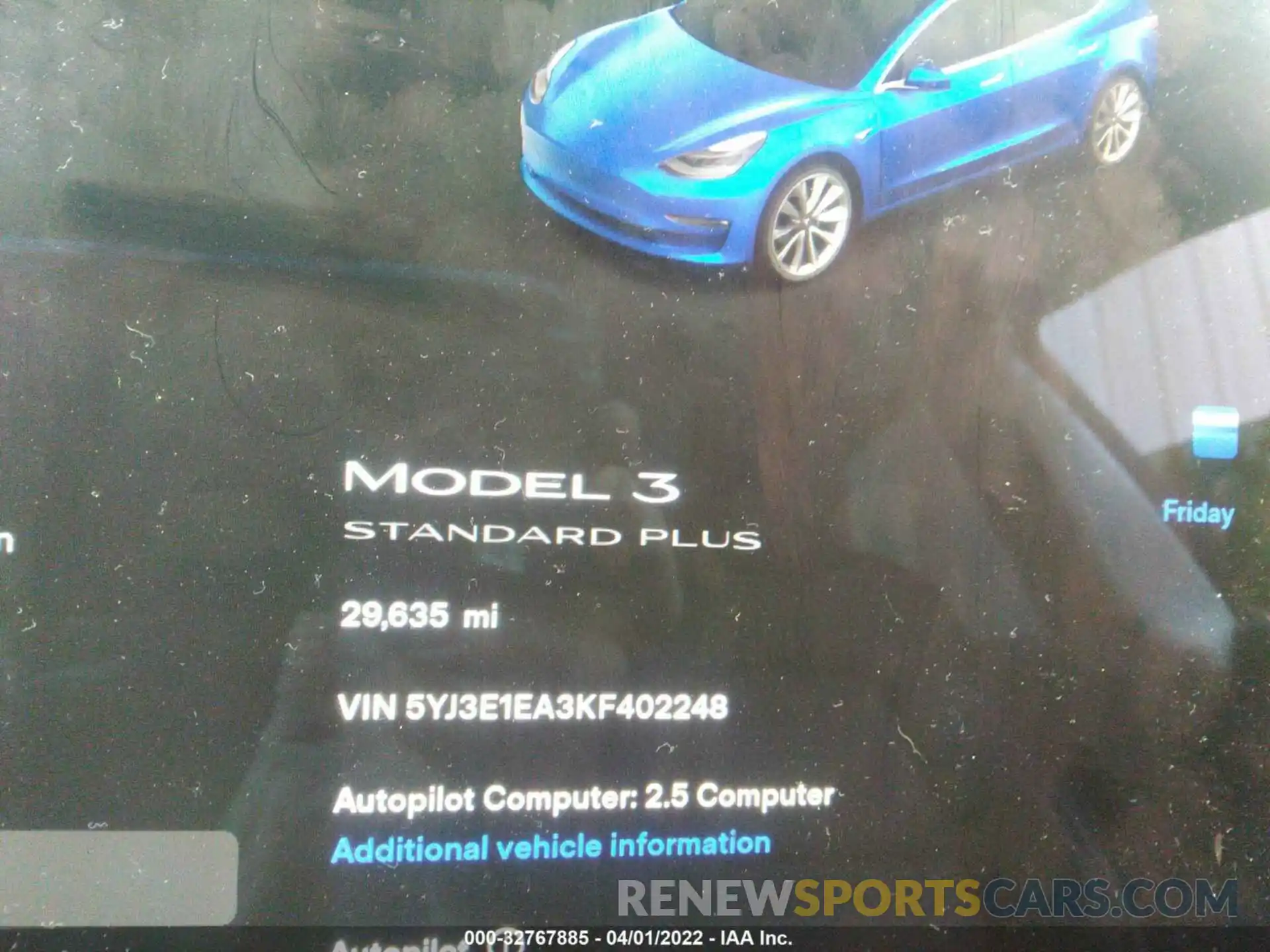 7 Photograph of a damaged car 5YJ3E1EA3KF402248 TESLA MODEL 3 2019