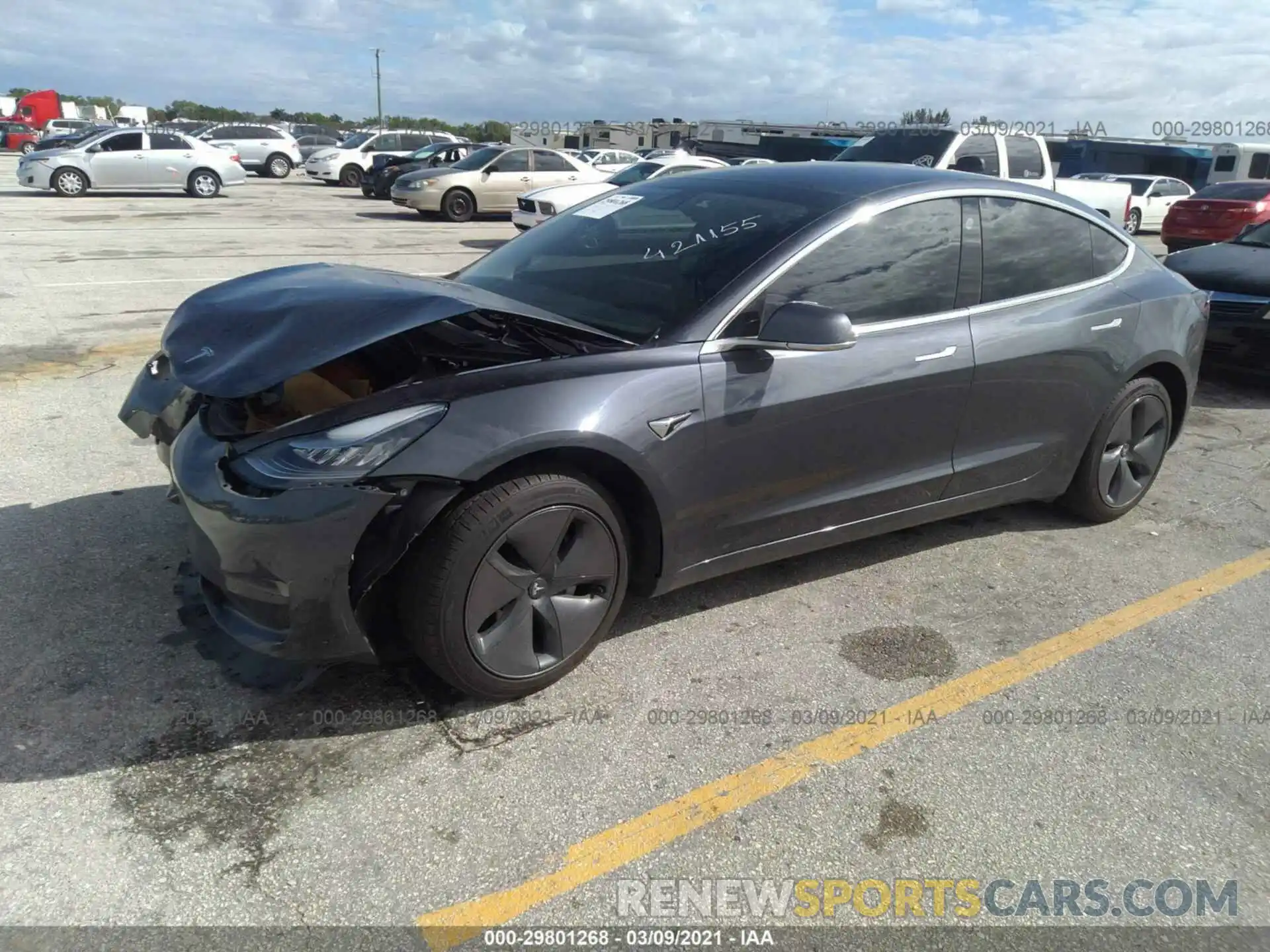 2 Photograph of a damaged car 5YJ3E1EA3KF421155 TESLA MODEL 3 2019