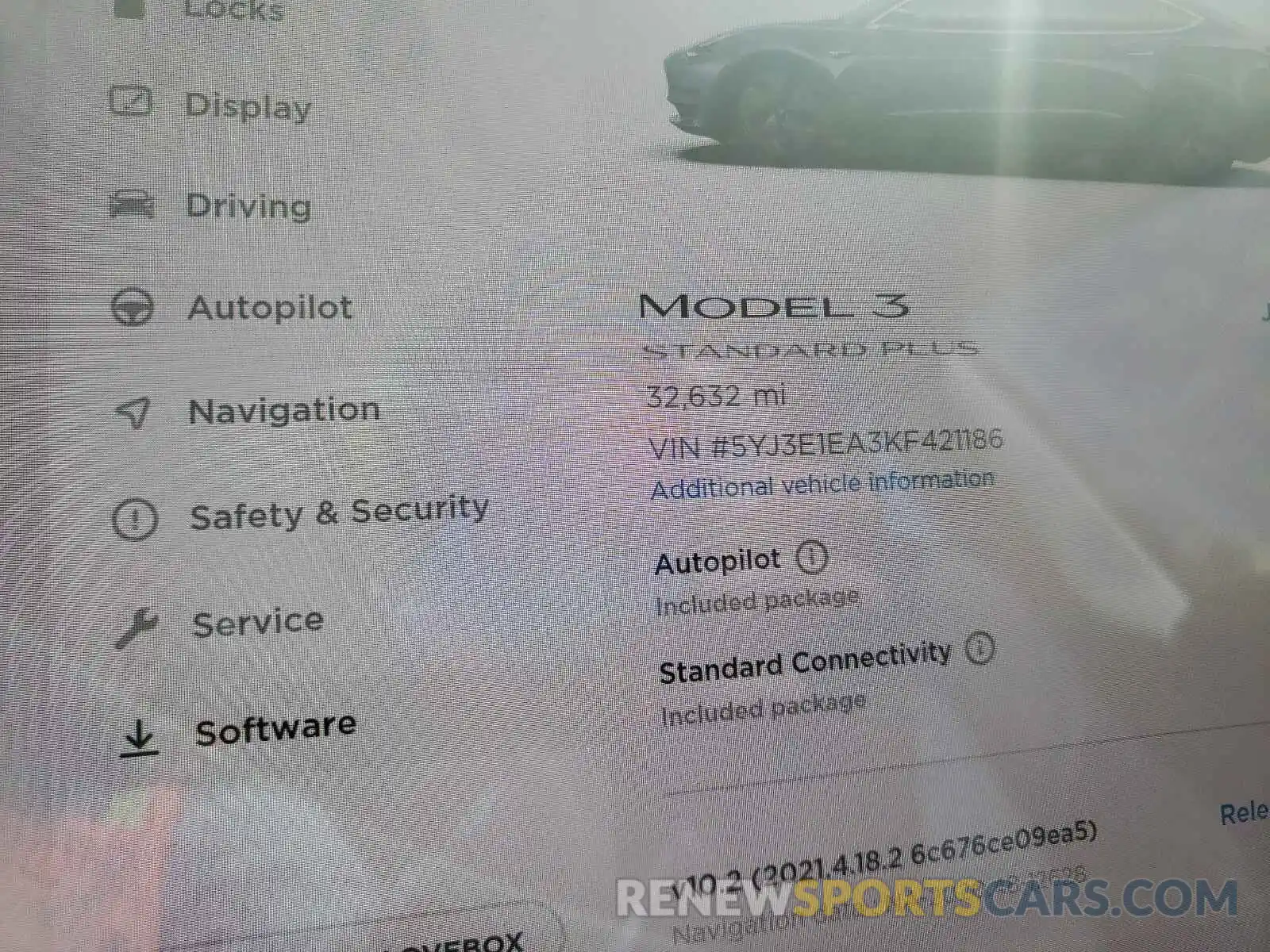 8 Photograph of a damaged car 5YJ3E1EA3KF421186 TESLA MODEL 3 2019