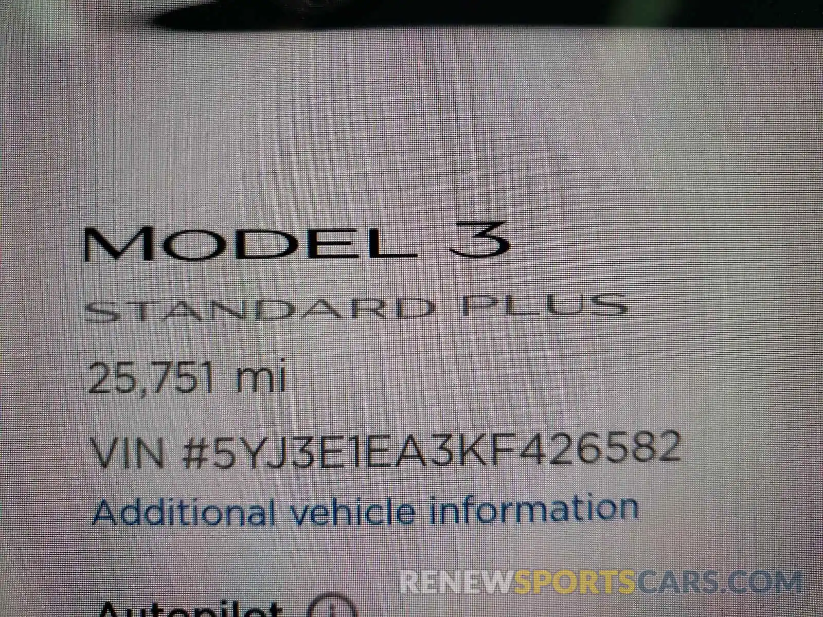 8 Photograph of a damaged car 5YJ3E1EA3KF426582 TESLA MODEL 3 2019