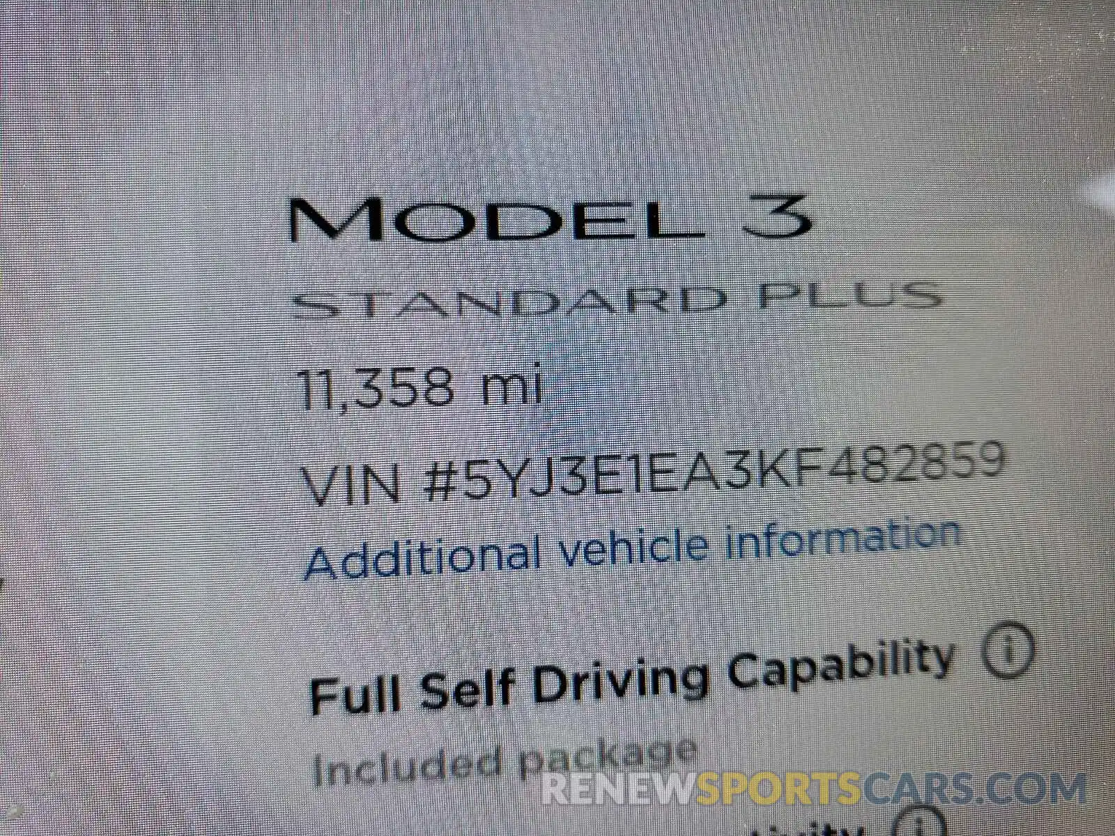 8 Photograph of a damaged car 5YJ3E1EA3KF482859 TESLA MODEL 3 2019