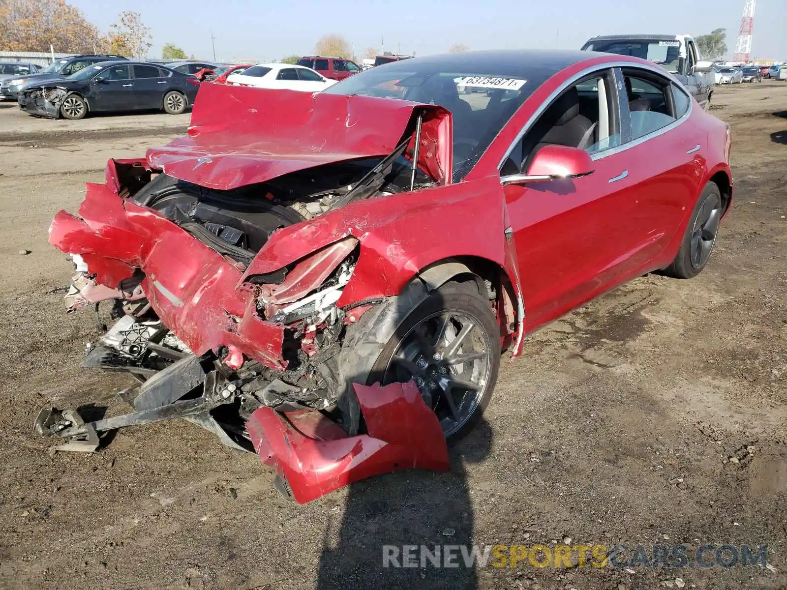 2 Photograph of a damaged car 5YJ3E1EA4KF193697 TESLA MODEL 3 2019