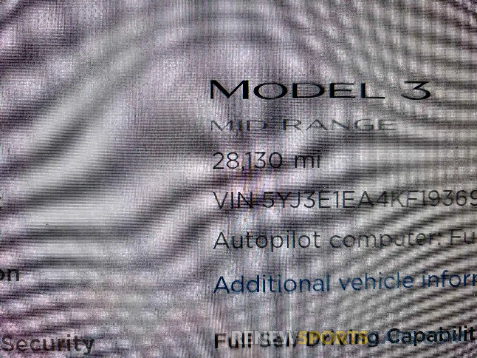 8 Фотография поврежденного автомобиля 5YJ3E1EA4KF193697 TESLA MODEL 3 2019