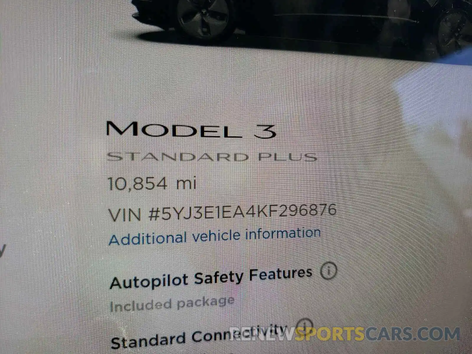 8 Photograph of a damaged car 5YJ3E1EA4KF296876 TESLA MODEL 3 2019