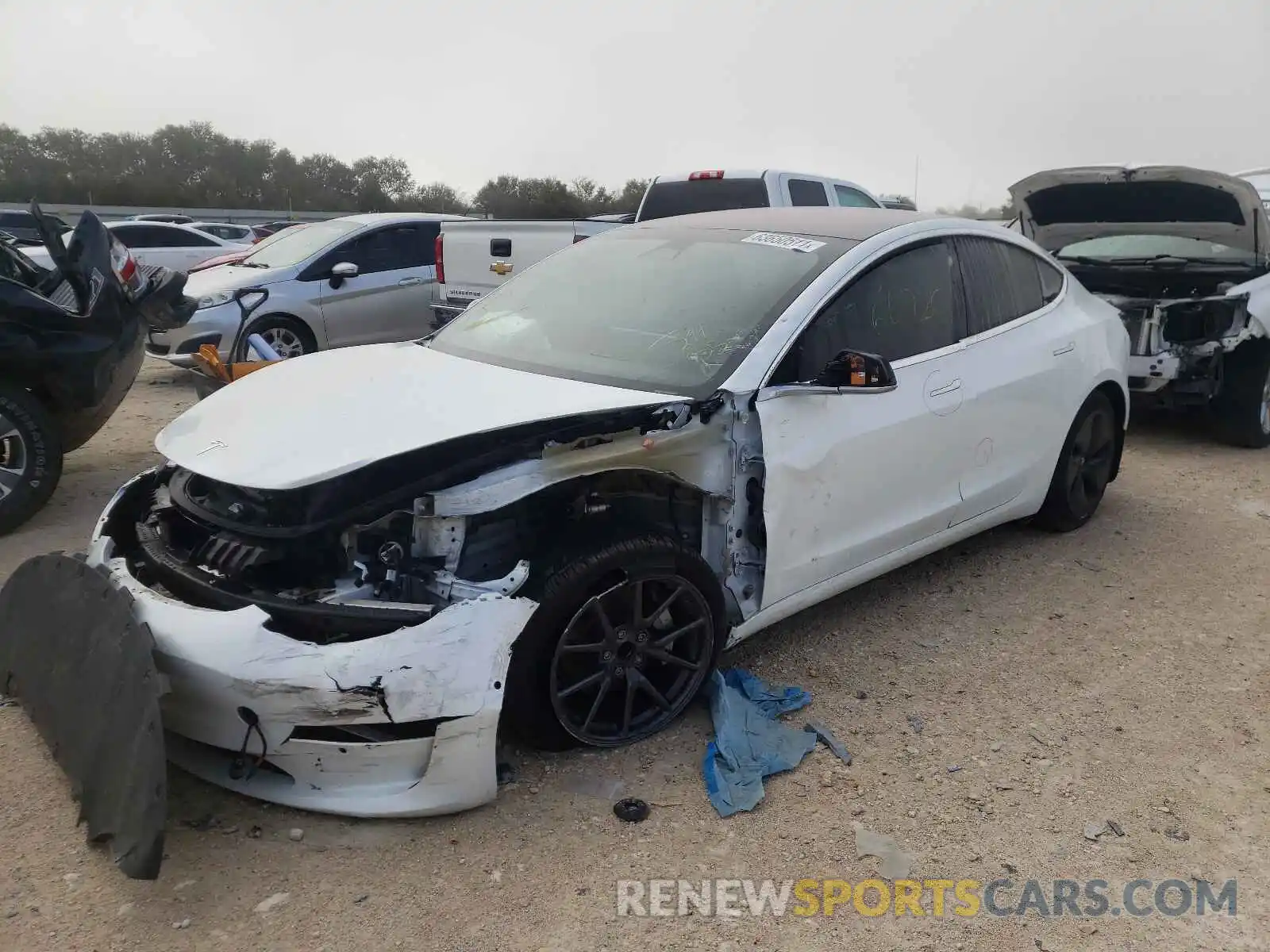 2 Photograph of a damaged car 5YJ3E1EA4KF299955 TESLA MODEL 3 2019