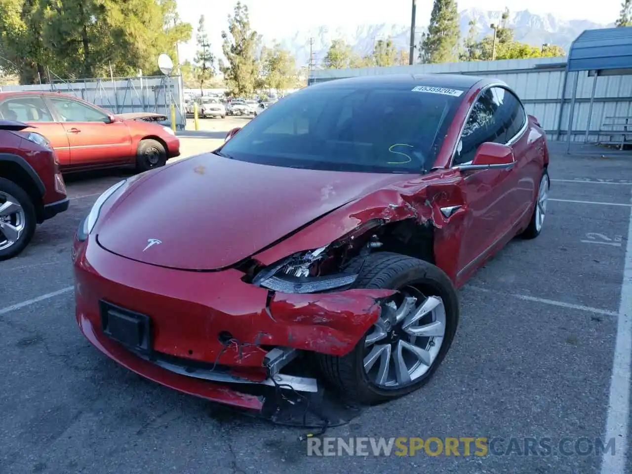 2 Photograph of a damaged car 5YJ3E1EA4KF301073 TESLA MODEL 3 2019