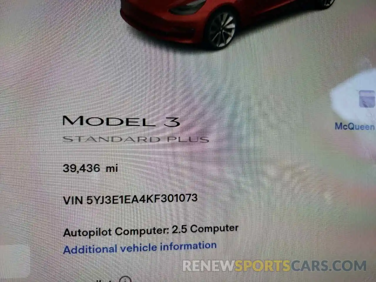 8 Фотография поврежденного автомобиля 5YJ3E1EA4KF301073 TESLA MODEL 3 2019