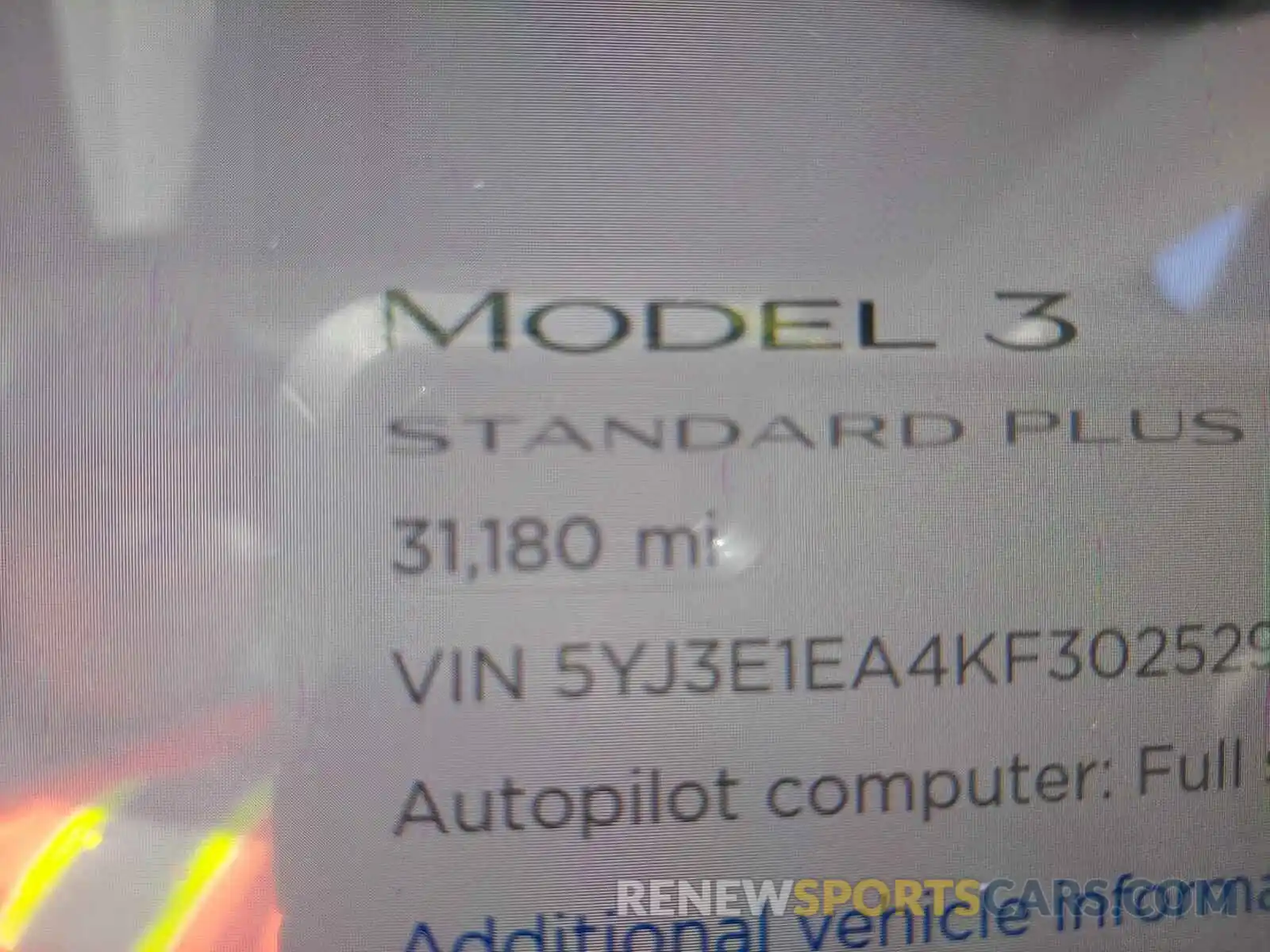 8 Фотография поврежденного автомобиля 5YJ3E1EA4KF302529 TESLA MODEL 3 2019