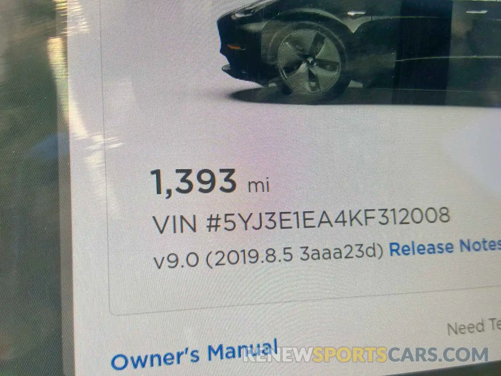 8 Фотография поврежденного автомобиля 5YJ3E1EA4KF312008 TESLA MODEL 3 2019