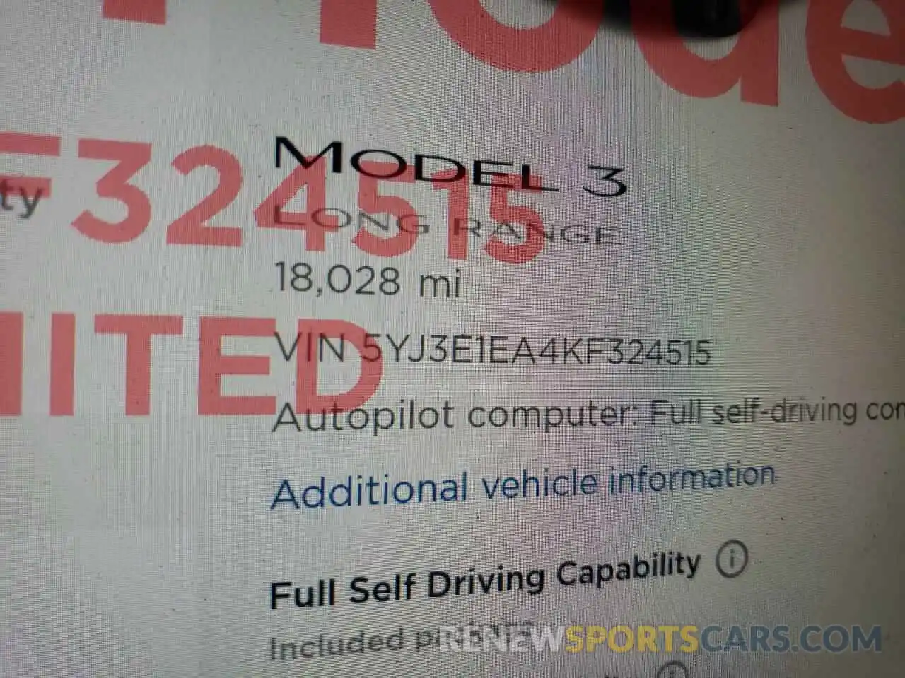 8 Фотография поврежденного автомобиля 5YJ3E1EA4KF324515 TESLA MODEL 3 2019