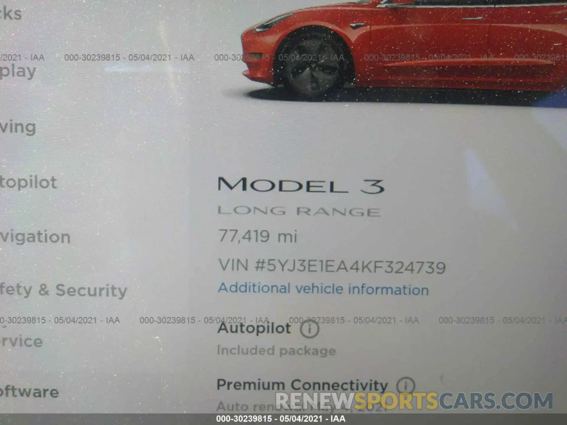 7 Фотография поврежденного автомобиля 5YJ3E1EA4KF324739 TESLA MODEL 3 2019