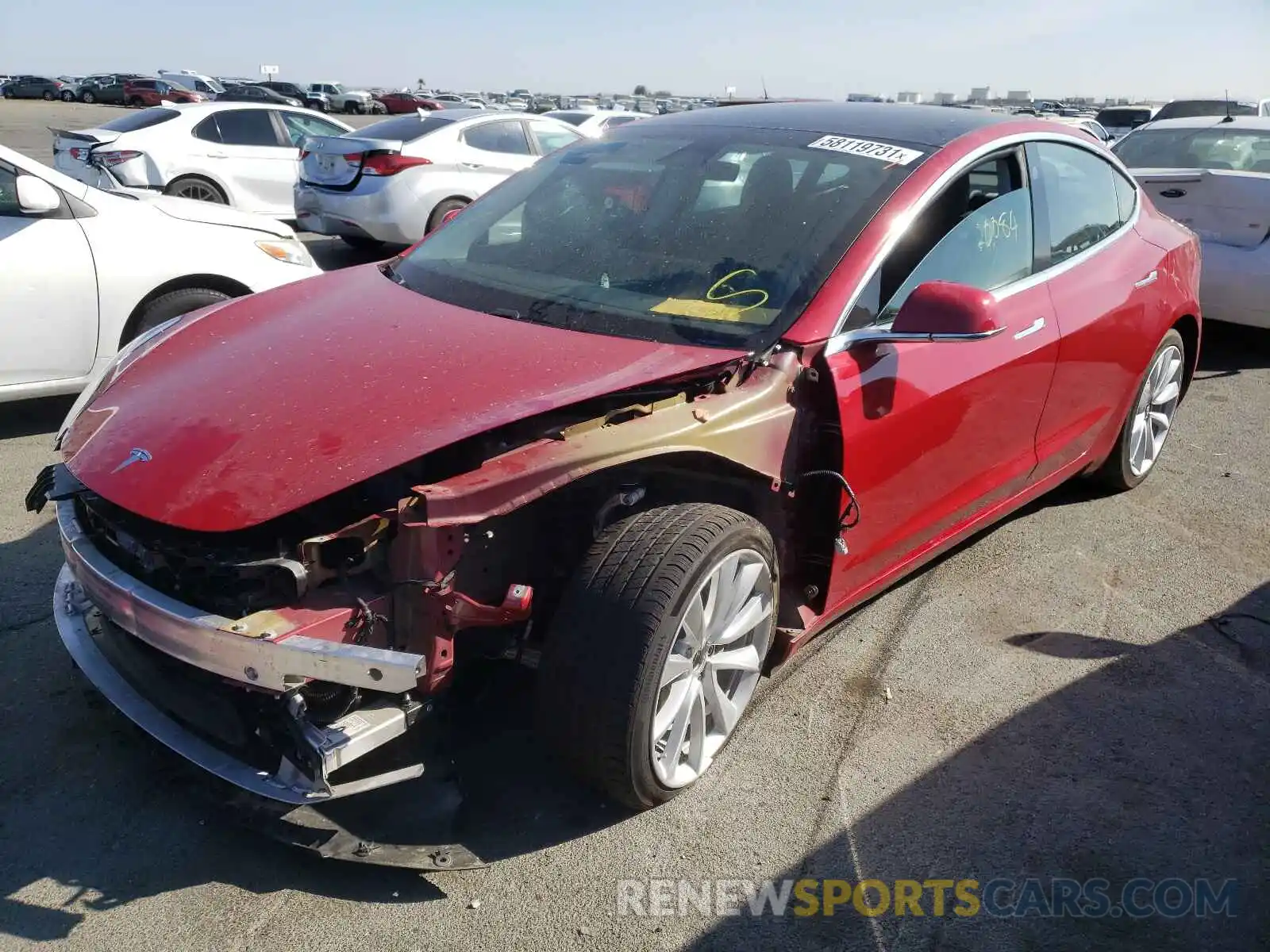 2 Photograph of a damaged car 5YJ3E1EA4KF357658 TESLA MODEL 3 2019