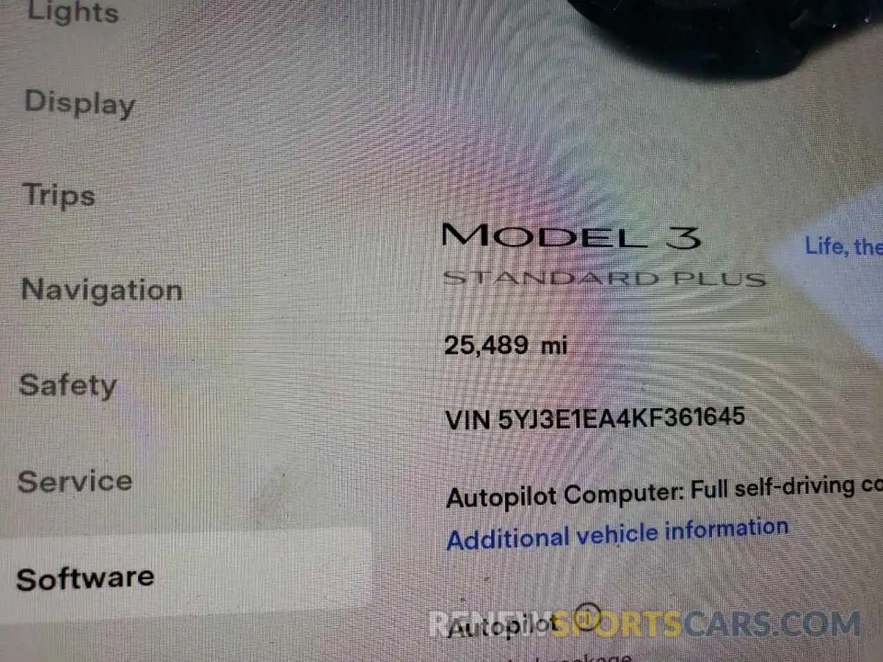 8 Фотография поврежденного автомобиля 5YJ3E1EA4KF361645 TESLA MODEL 3 2019