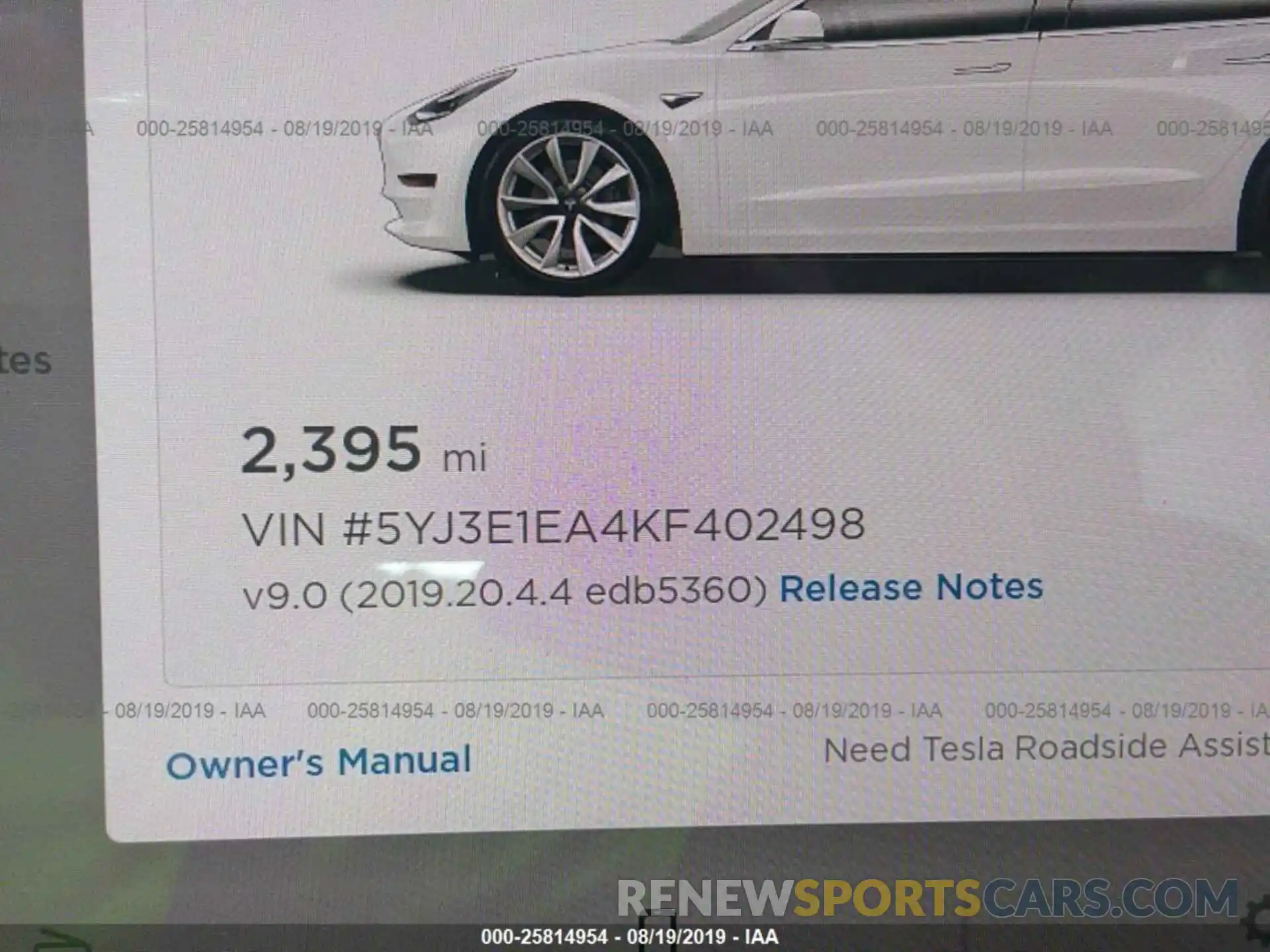 7 Photograph of a damaged car 5YJ3E1EA4KF402498 TESLA MODEL 3 2019