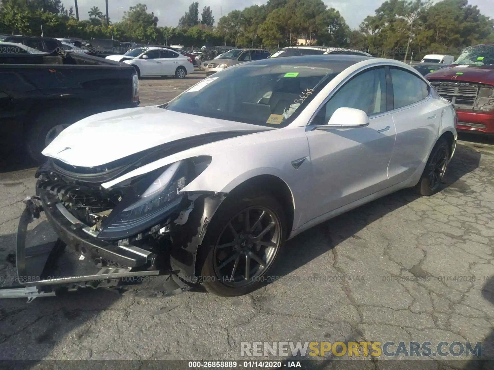 2 Photograph of a damaged car 5YJ3E1EA4KF435663 TESLA MODEL 3 2019