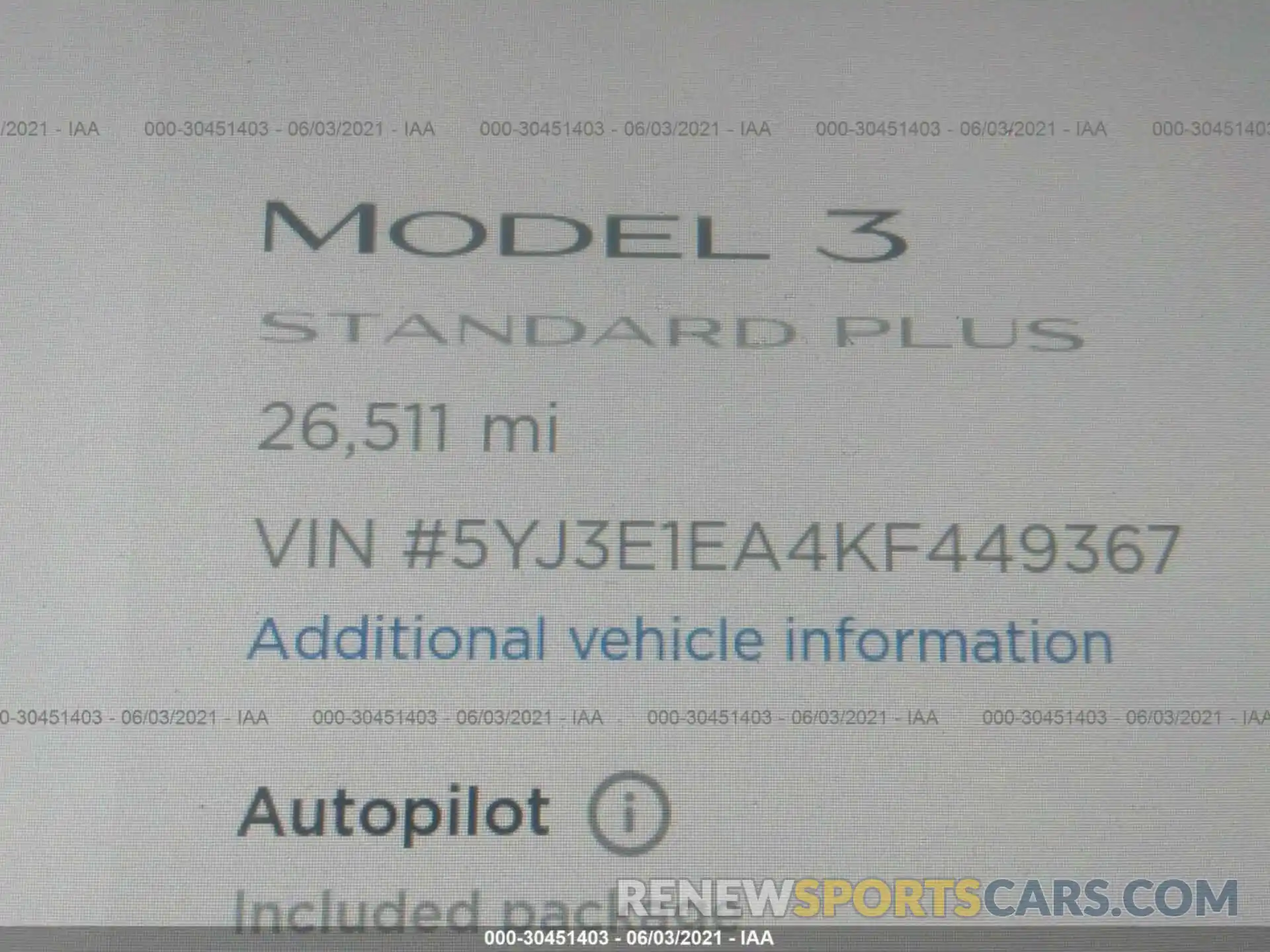 7 Фотография поврежденного автомобиля 5YJ3E1EA4KF449367 TESLA MODEL 3 2019