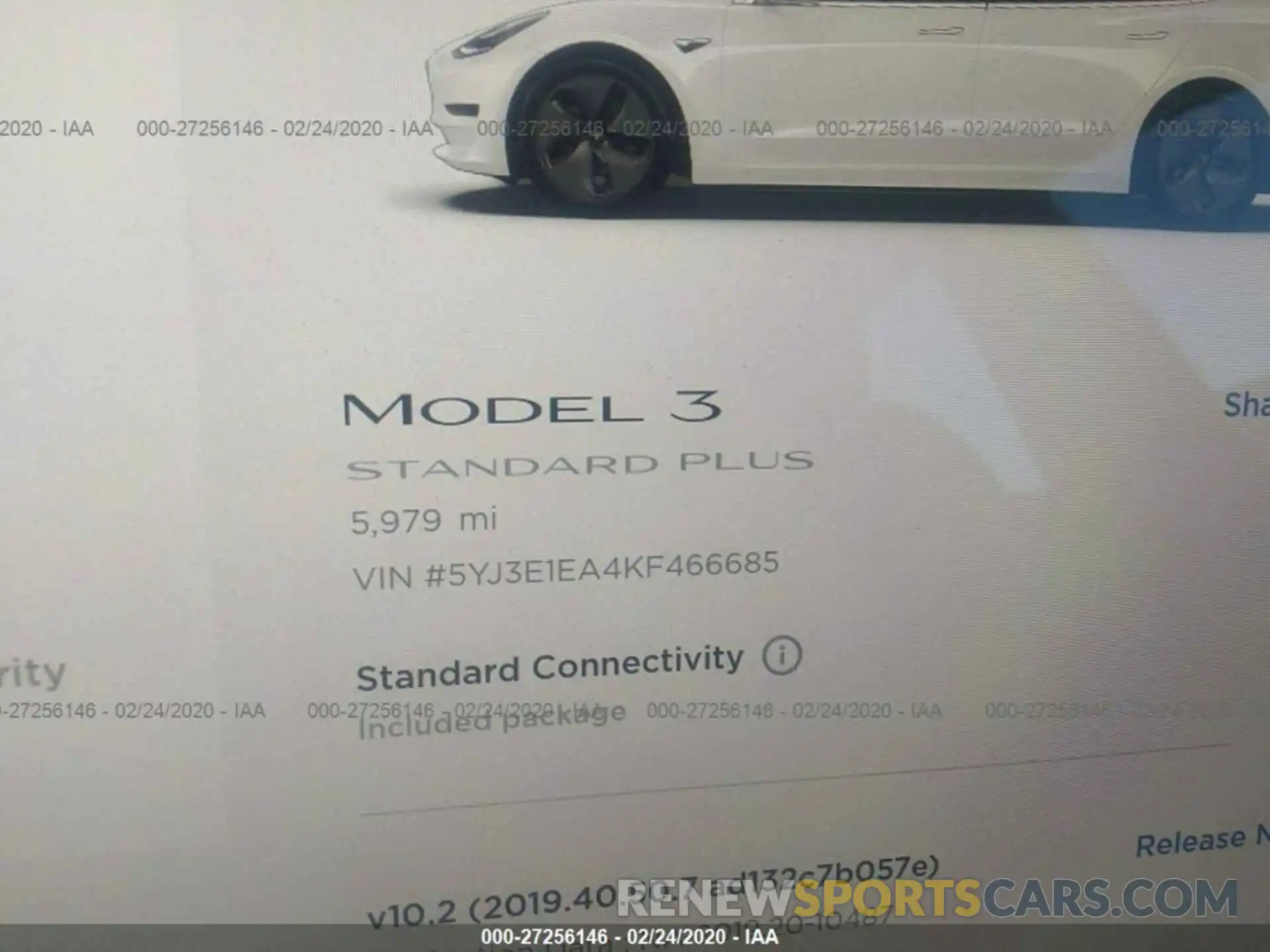 7 Photograph of a damaged car 5YJ3E1EA4KF466685 TESLA MODEL 3 2019